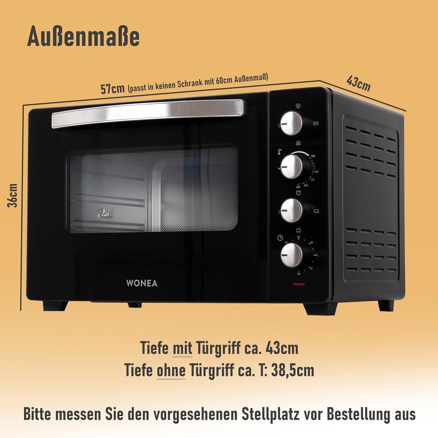 Minibackofen 70450 mit Umluft, Drehspiess und Krümelblech