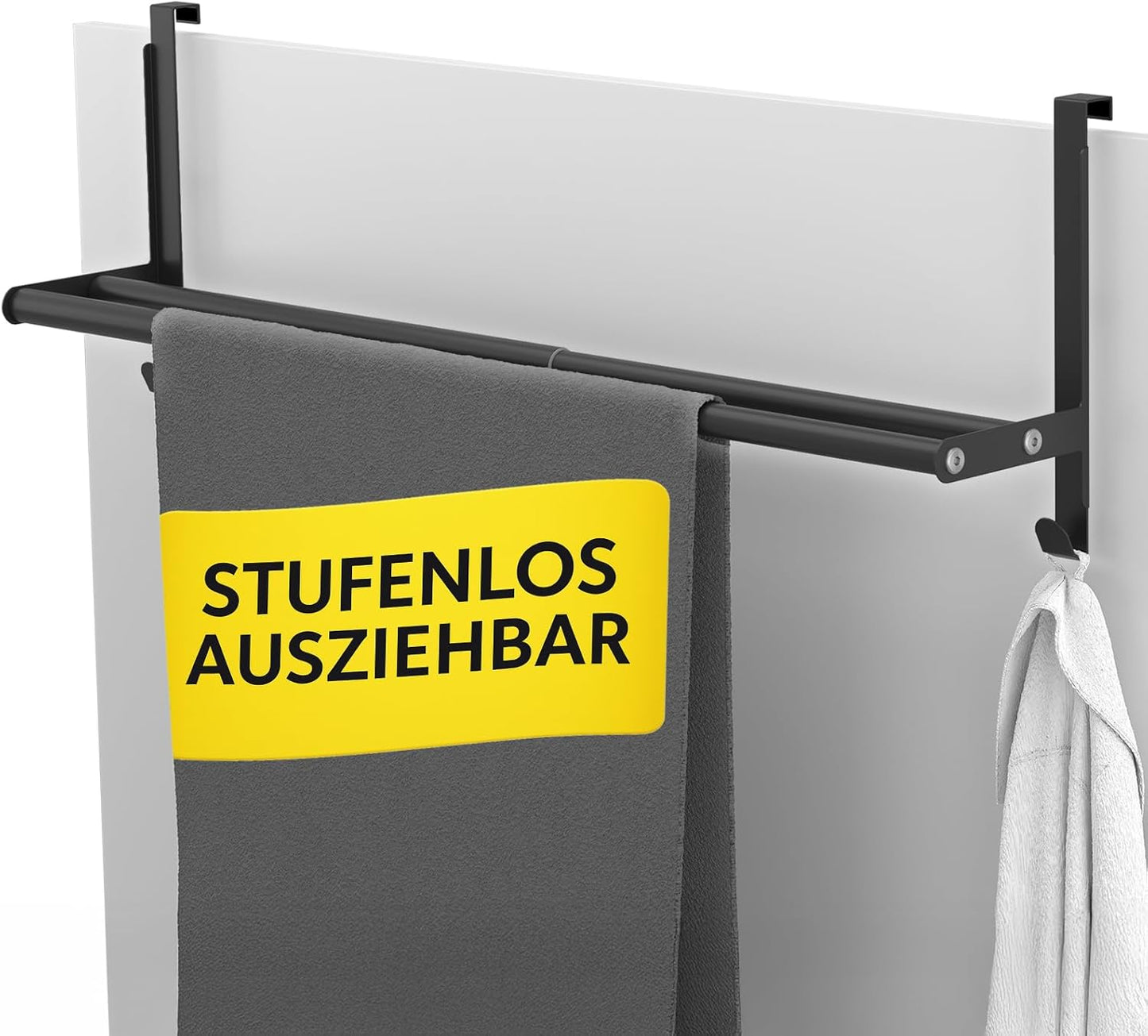 Handtuchstange ohne Bohren & verstellbar, Schwarz
