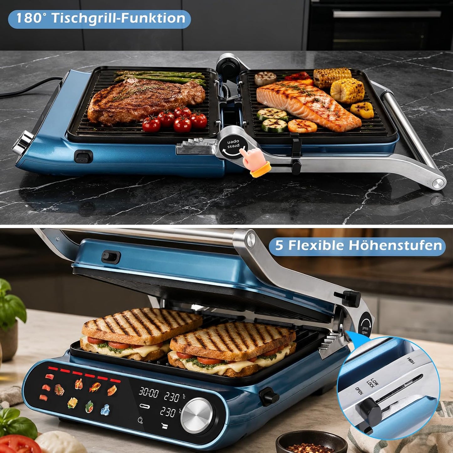 XXL-Kontaktgrill, Smart | Mit Farbdisplay & Temperatursonde