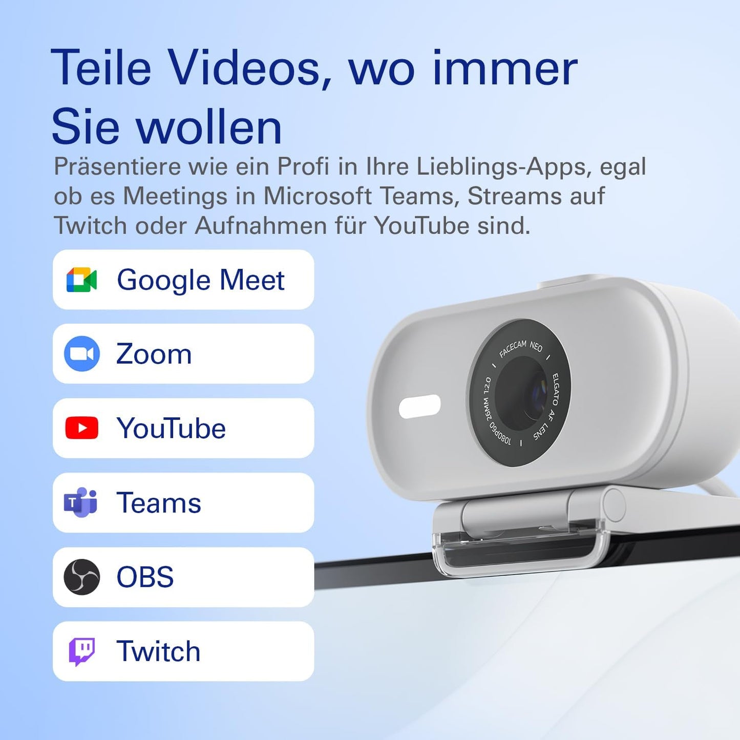 Facecam Neo Full HD-Webcam mit Sichtschutzkappe, Lichtkorrektur, Facecam Neo