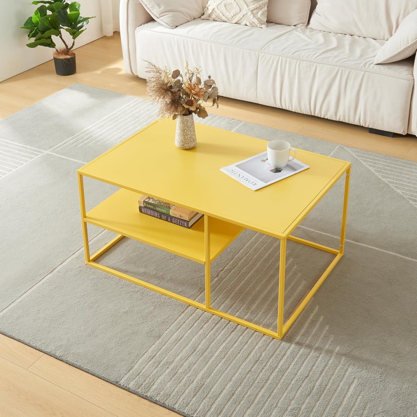 Couchtisch mit Stauraum (90x60x45 cm), Gelb