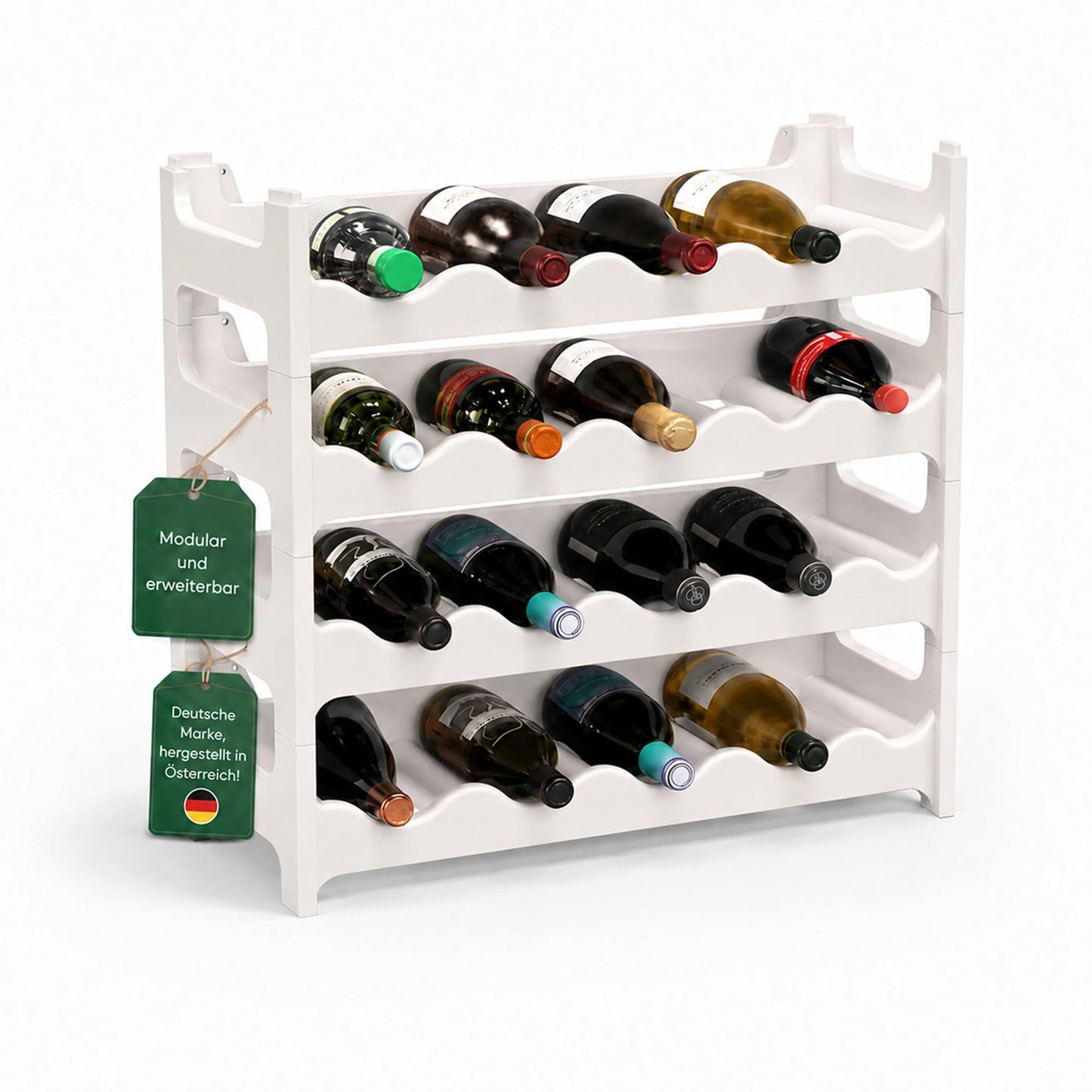 Weinregal stapelbar, Weiss 24 Flaschen