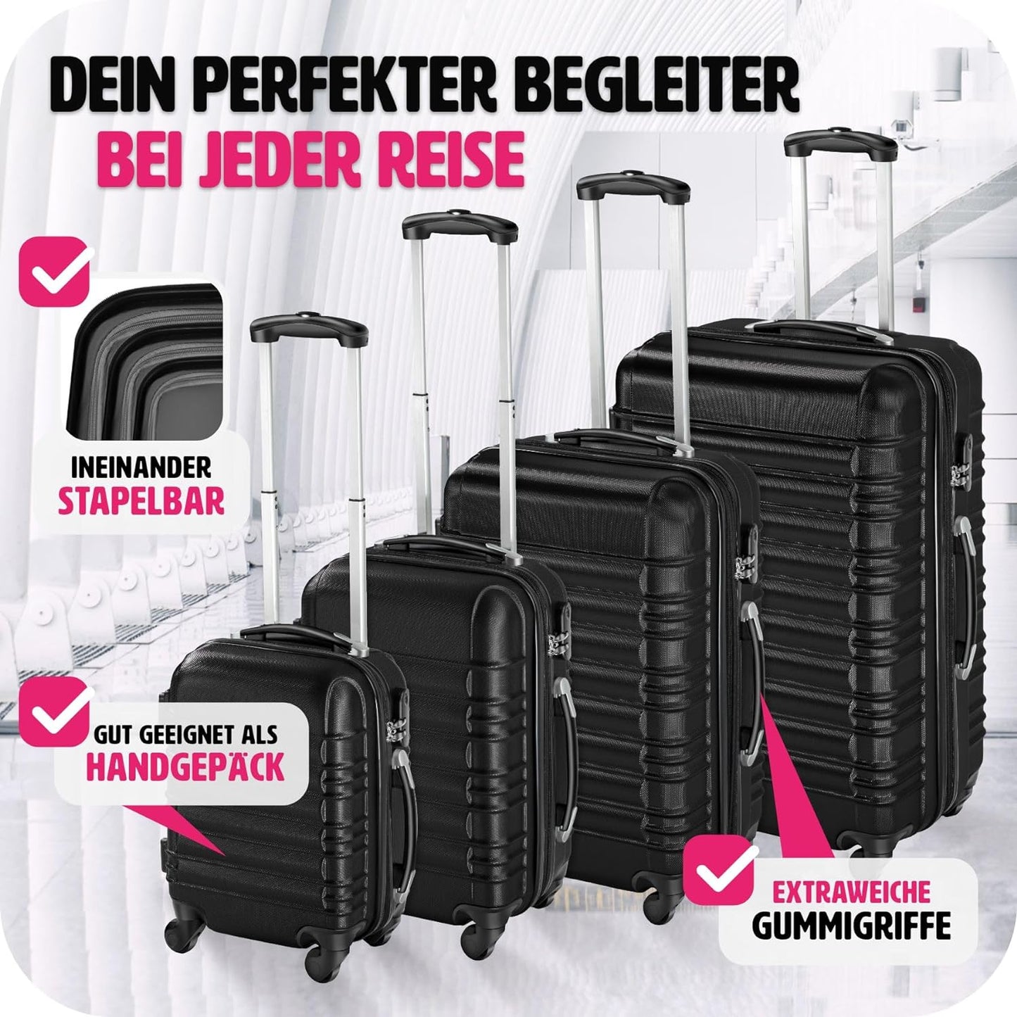 Hartschalenkoffer Set, Schwarz | Nr. 402024