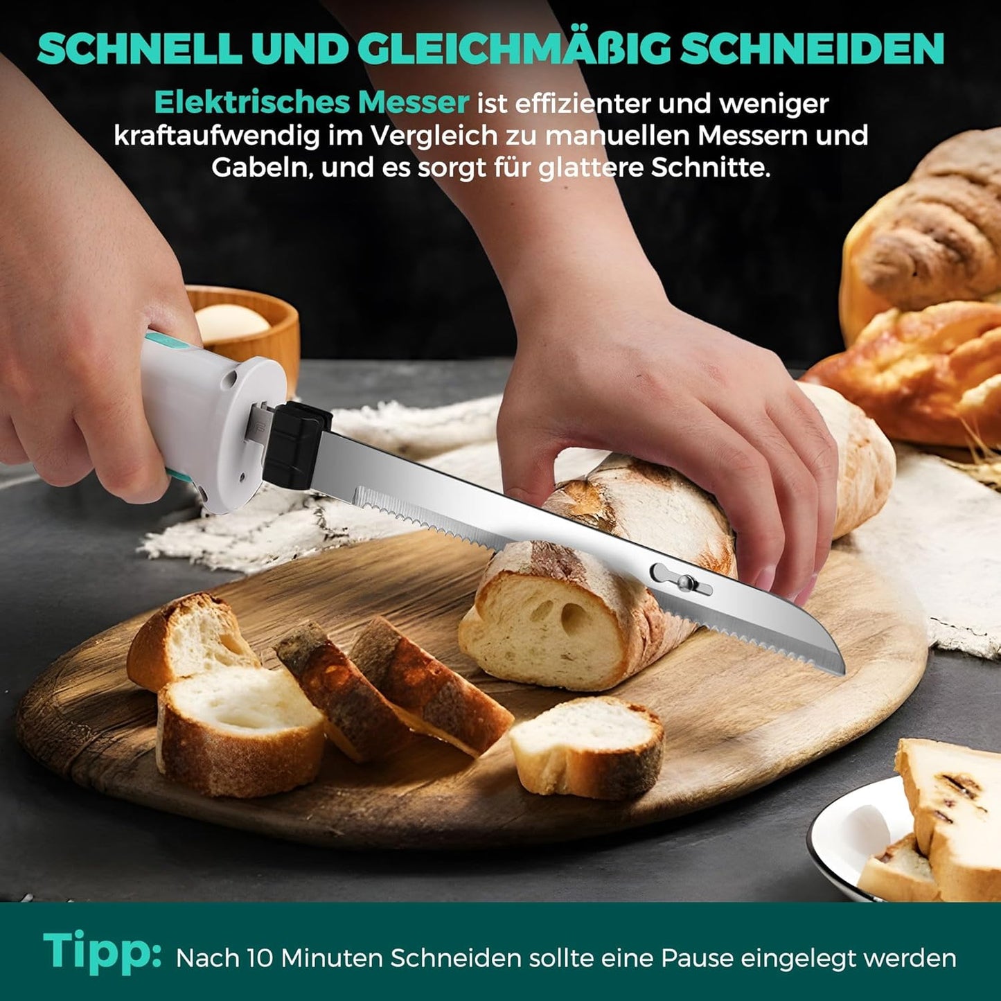 Kabelloses Elektromesser mit Gabel, Weiß