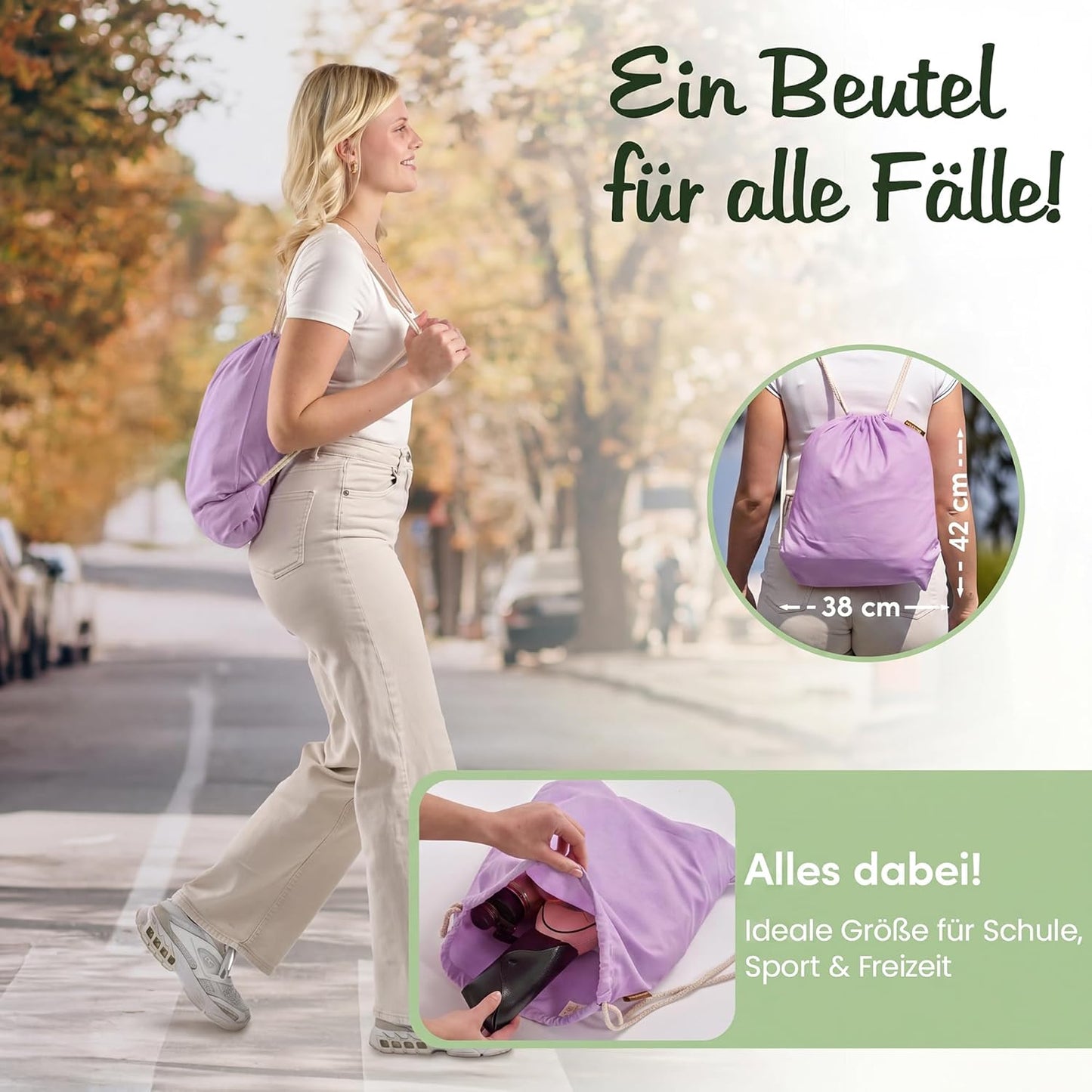 10er-Set Turnbeutel, Pastell Lavender