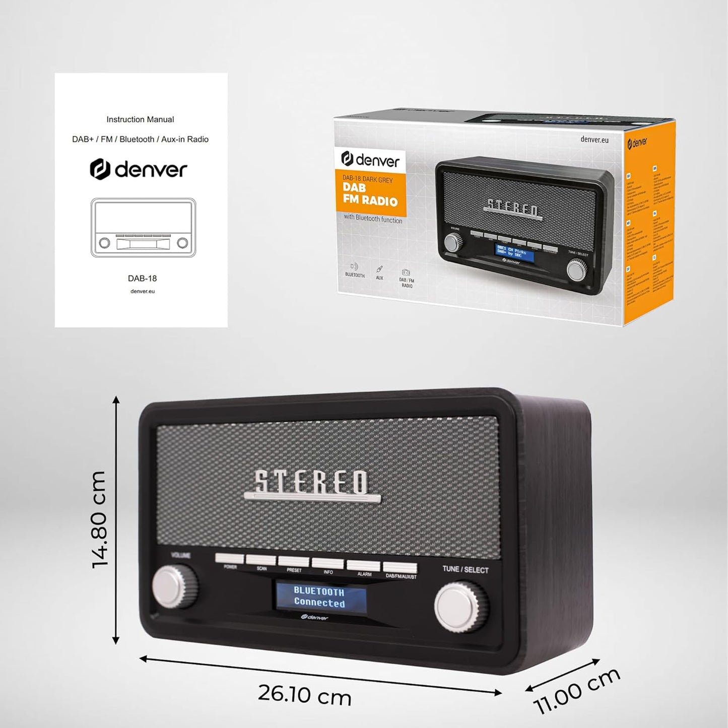 Retro DAB-18 Digitalradio mit Bluetooth & Wecker