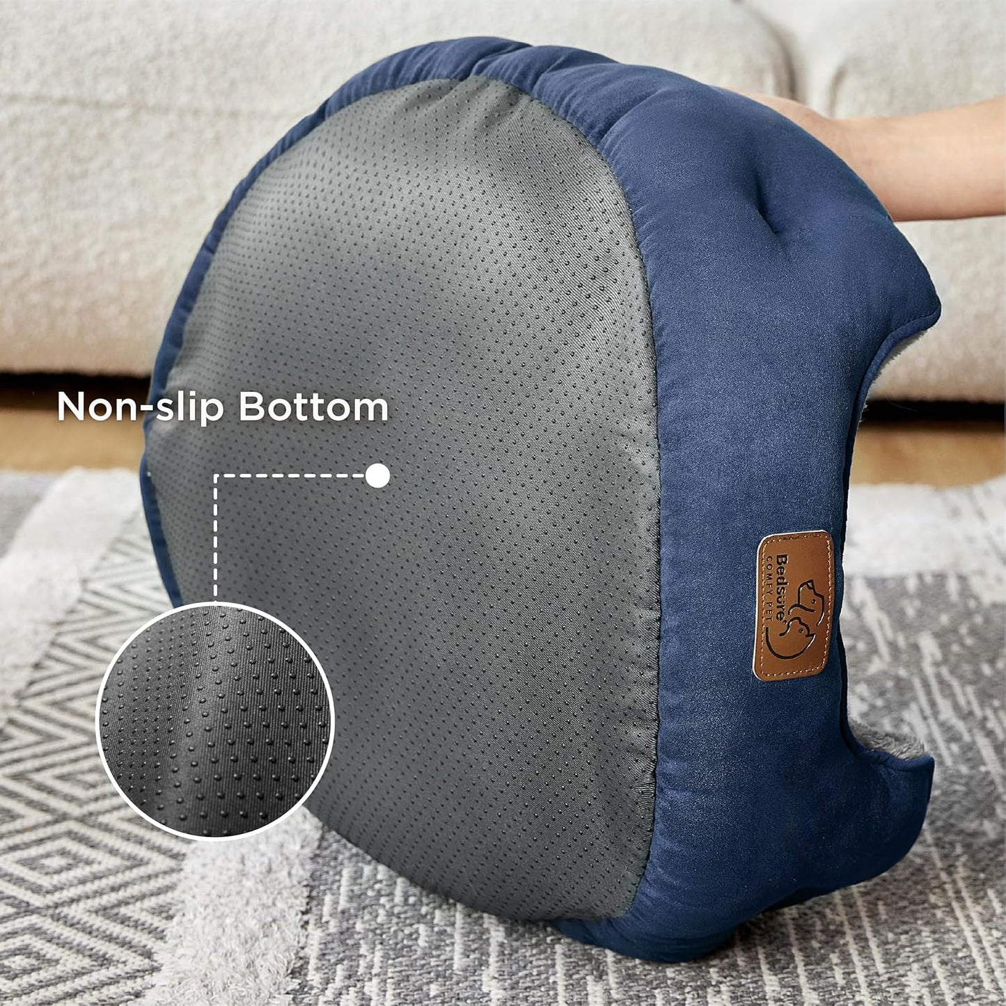 Waschbares Katzenbett mit Innenkissen, L 51 x B 48 x H 15 cm Navyblau