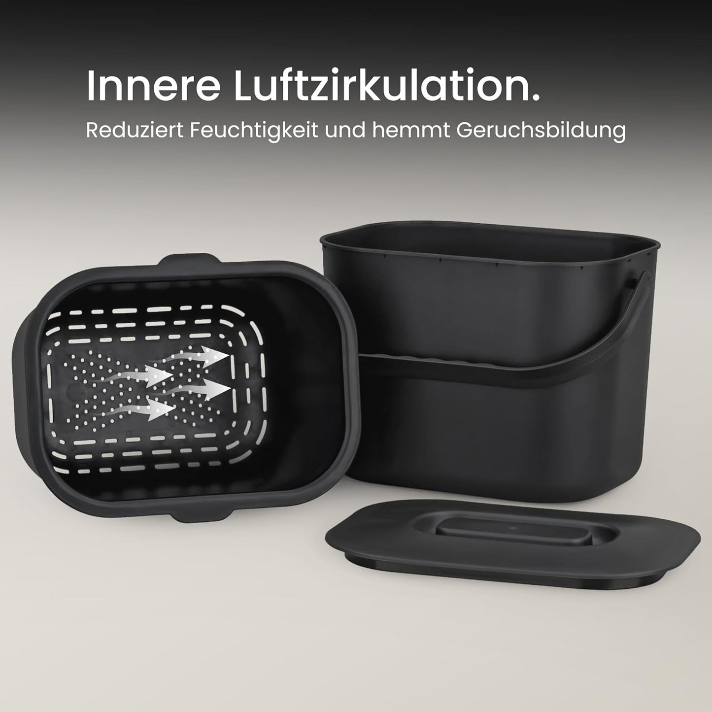 Bioabfalleimer mit Sieb, Schwarz