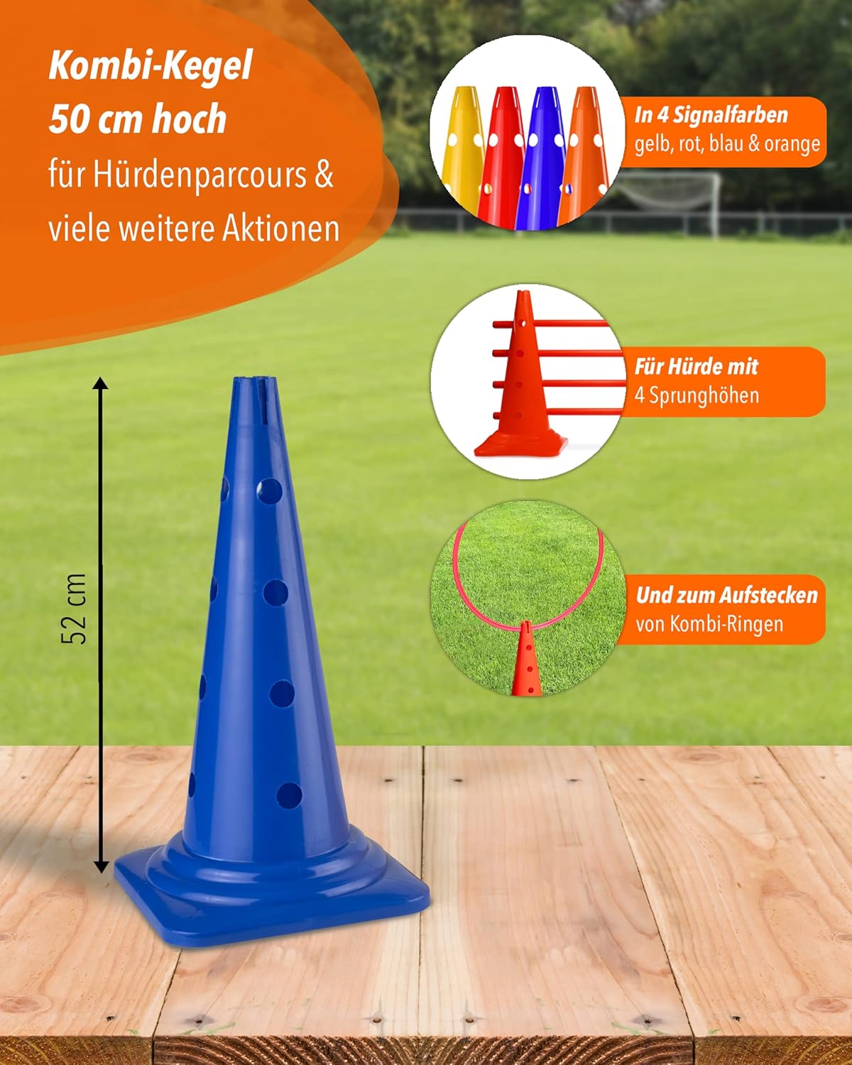 Kombi Kegel für Agility-Training, 4 Stück, Mehrfarbig