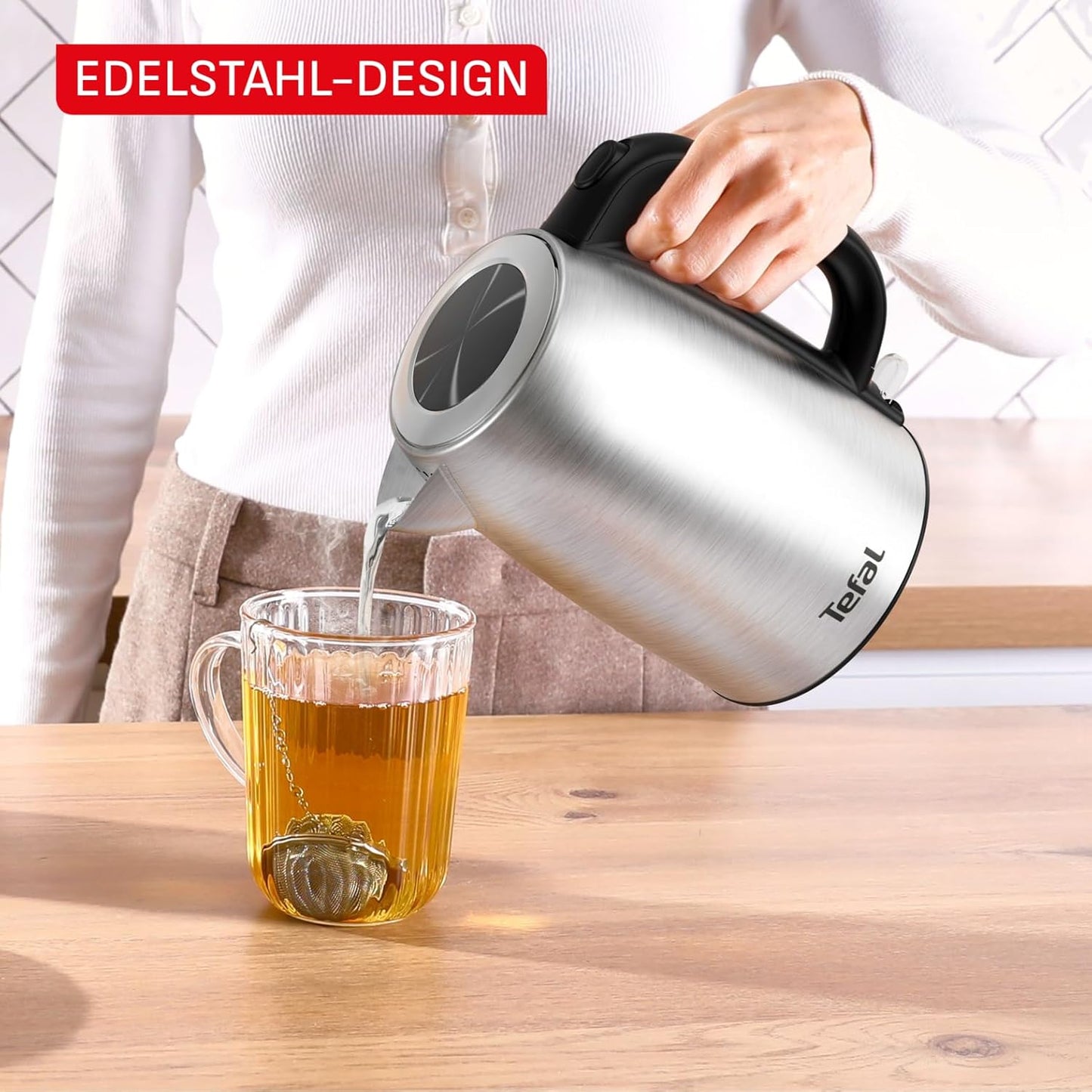 Wasserkocher mit abnehmbarem Anti-Kalk-Filter, Edelstahl 1.7L