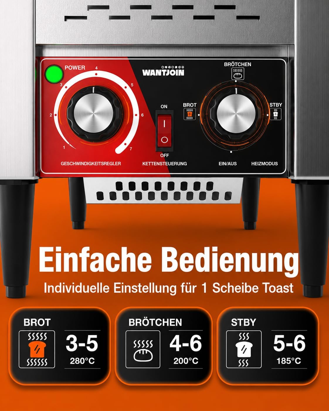 Gewerblicher Durchlauftoaster für 150 Scheiben/Stunde