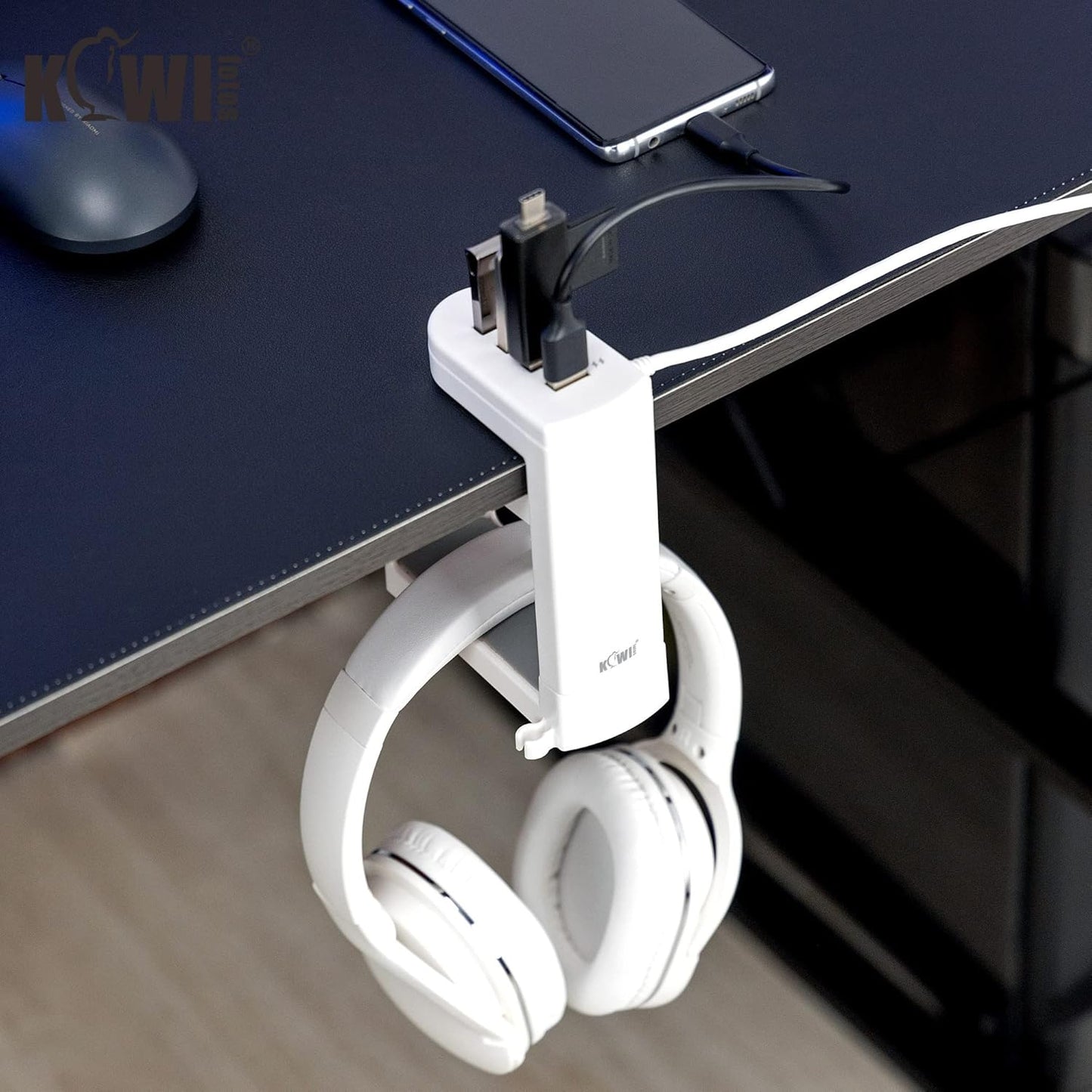 Kopfhörerhalter, USB 3.0/2.0-Anschlüssen Modell – Weiss