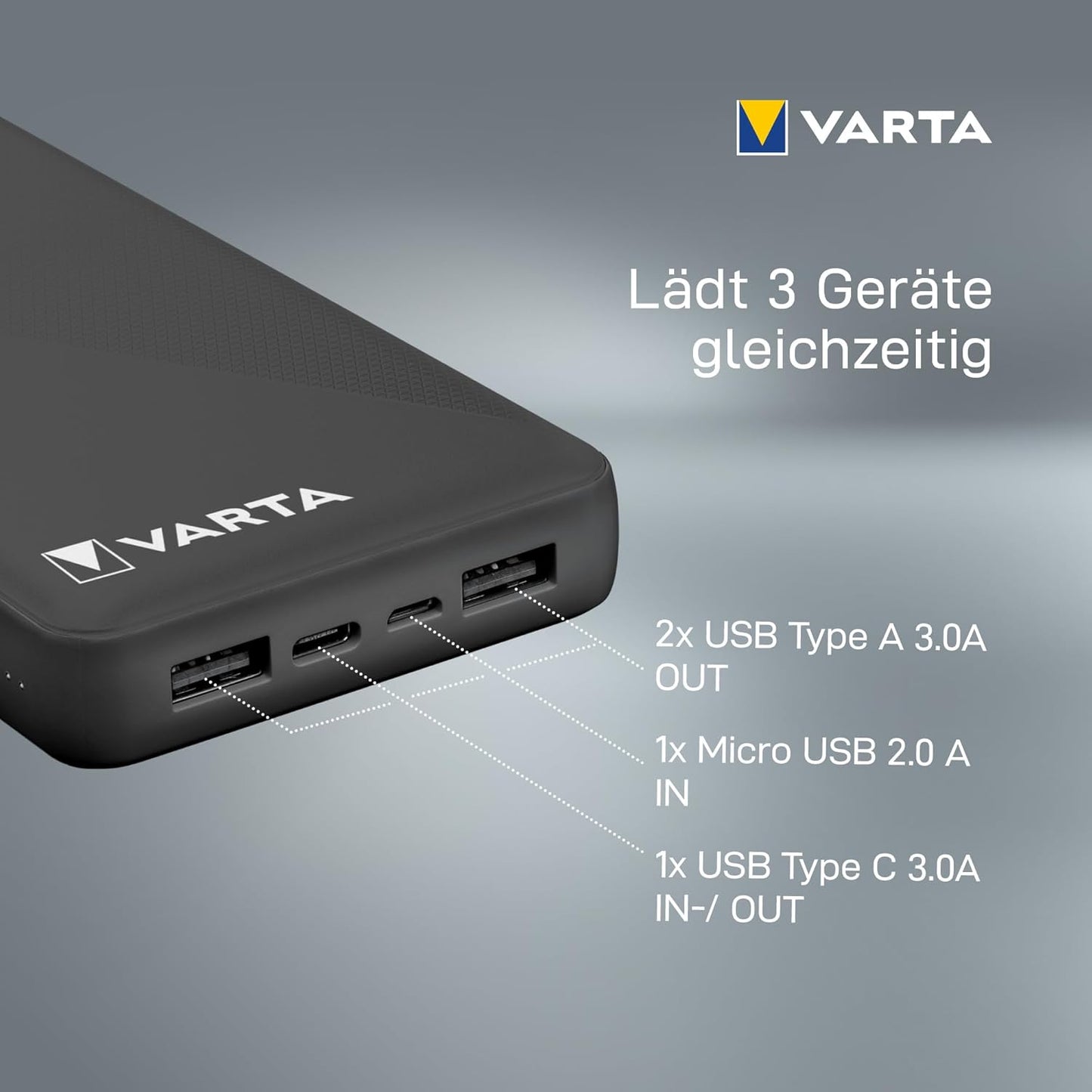 Powerbank mit 4 Anschlüssen (20.000mAh), 20.000mAh 1 Stück