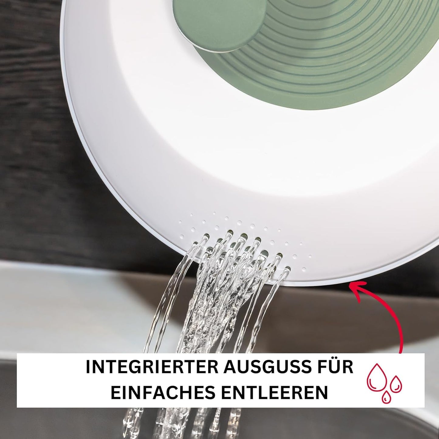 Salatschleuder mit Drehknauf und Shaker-Set, Mint-grün, Rutschfest, Set 2tlg.