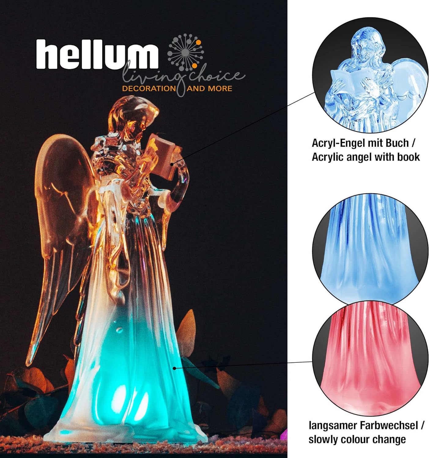 LED Engel Figur, Engelsfigur mit Buch