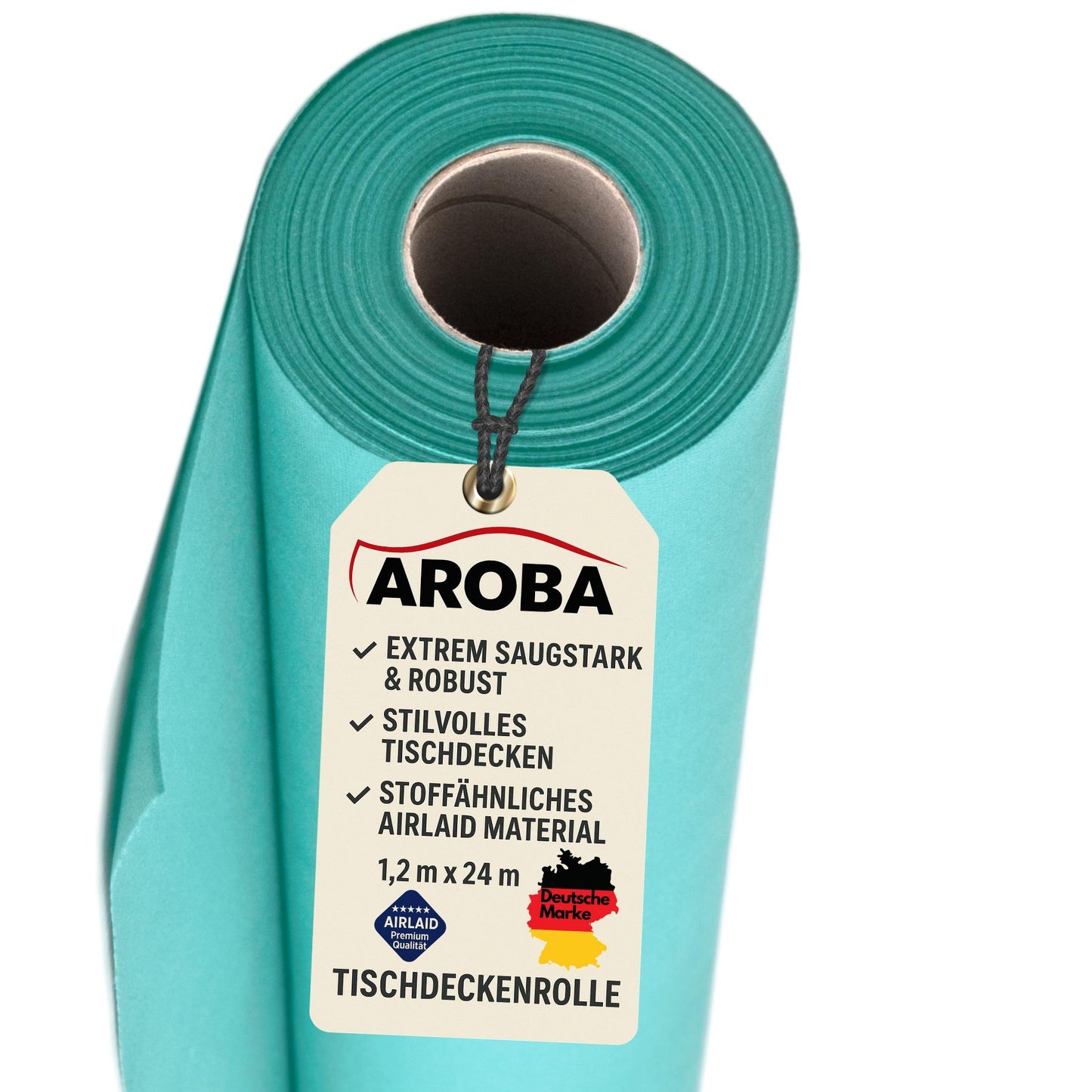 Airlaid Tischdeckenrolle 1,2 m x 24 m, 2400 cm (Rund) Hellblau