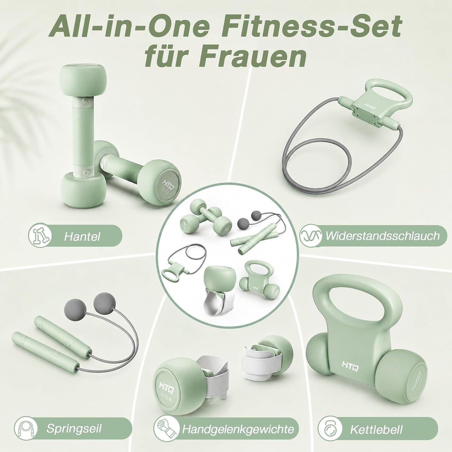 Fitnessgeräte-Set für Zuhause & Krafttraining, GrünA L