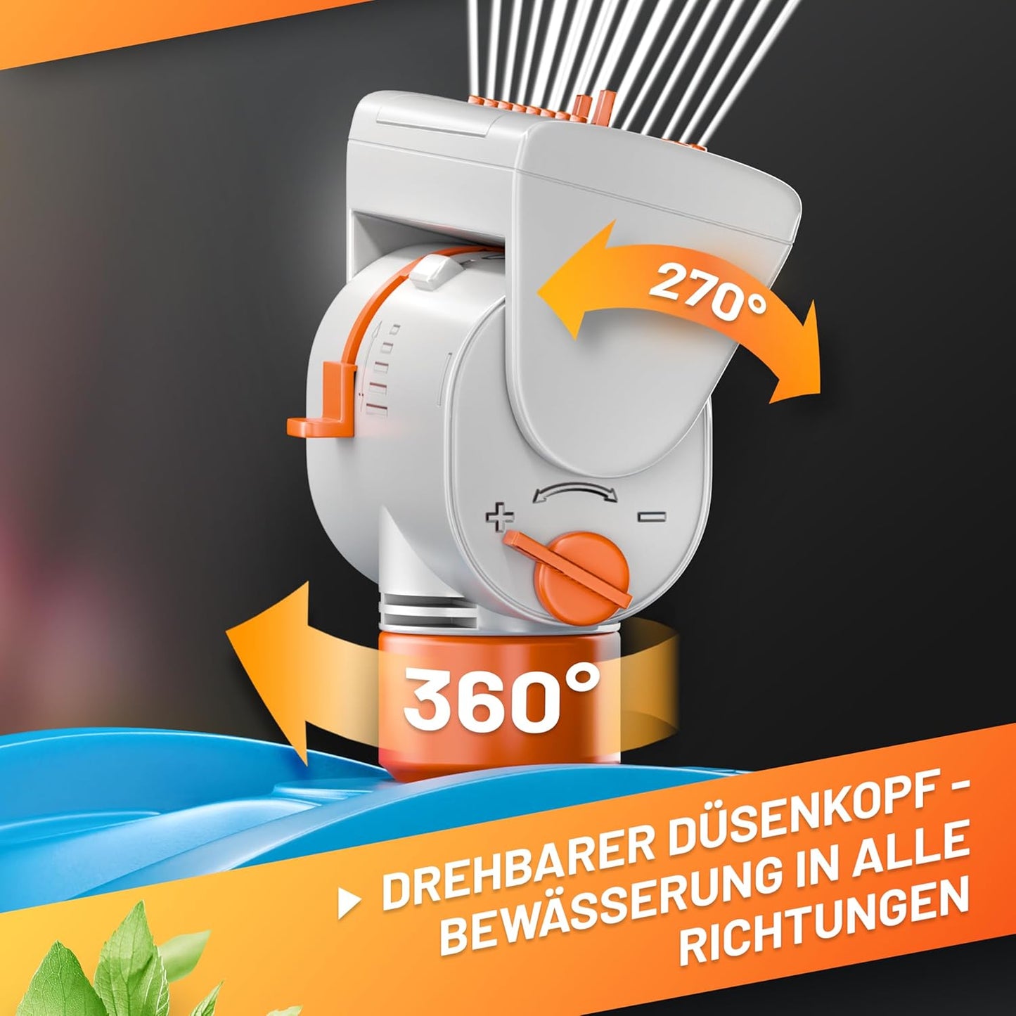 Oszillationssprinkler mit Turbo-Motor und 16 Düsen