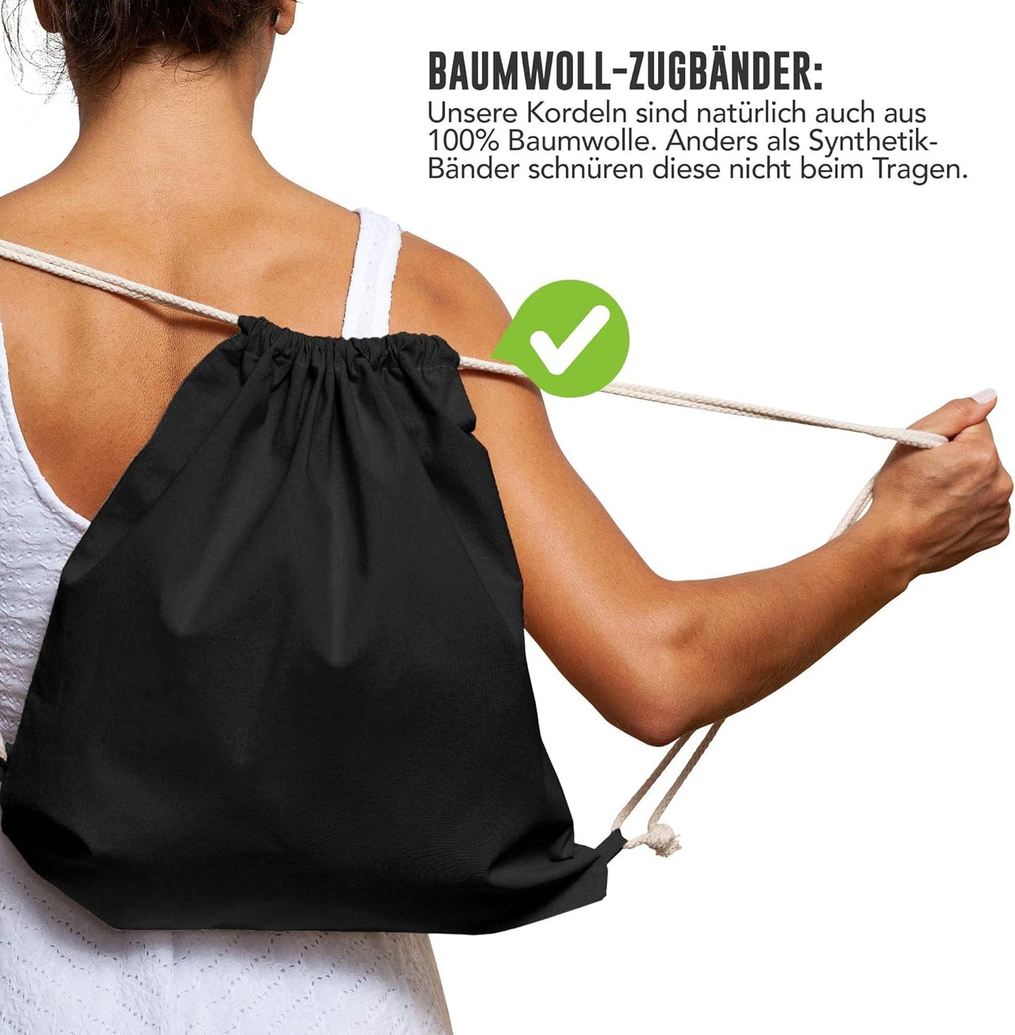 10er-Set Turnbeutel, Schwarz 38 x 42 cm