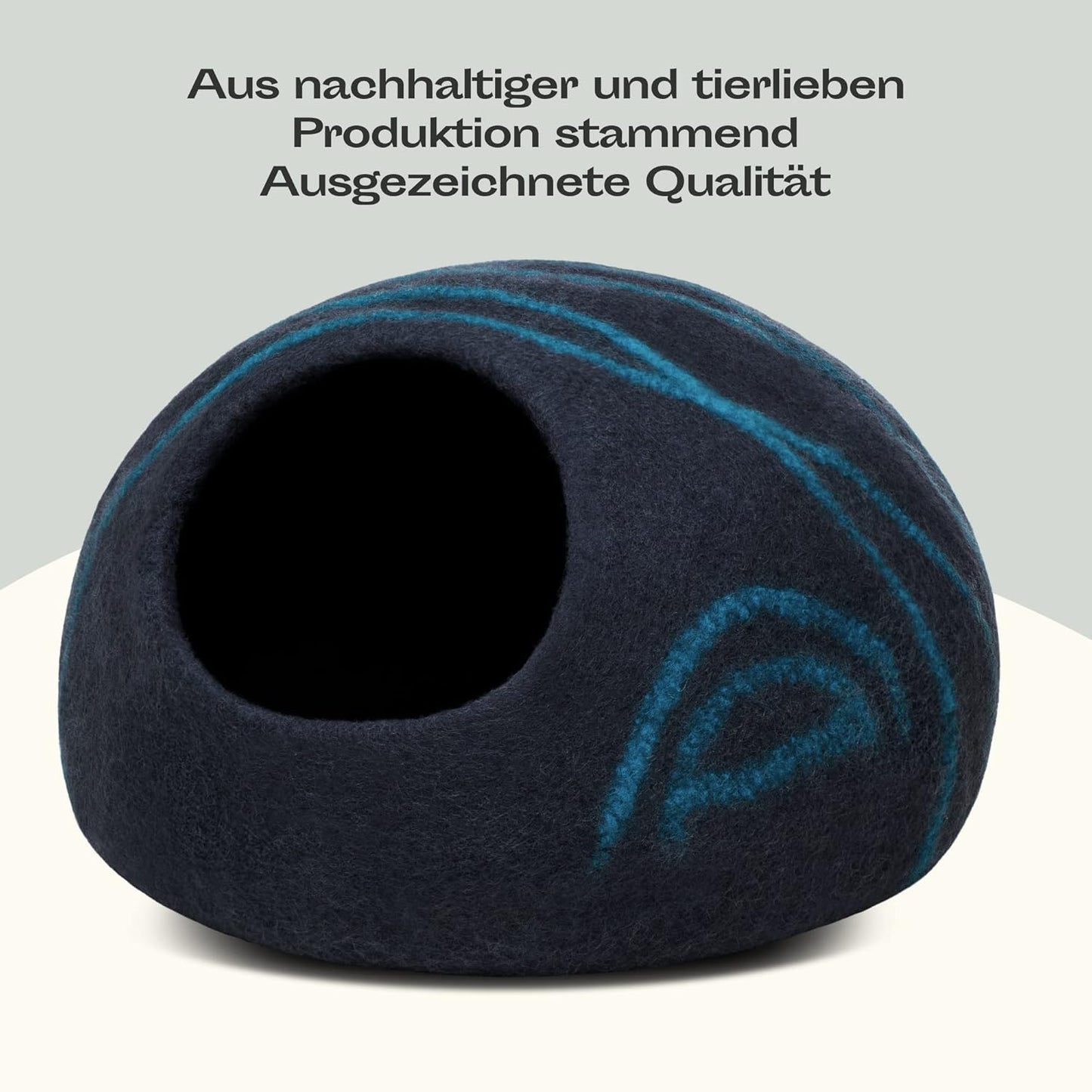 Handgefilzte Katzenhöhle, Black Aqua L