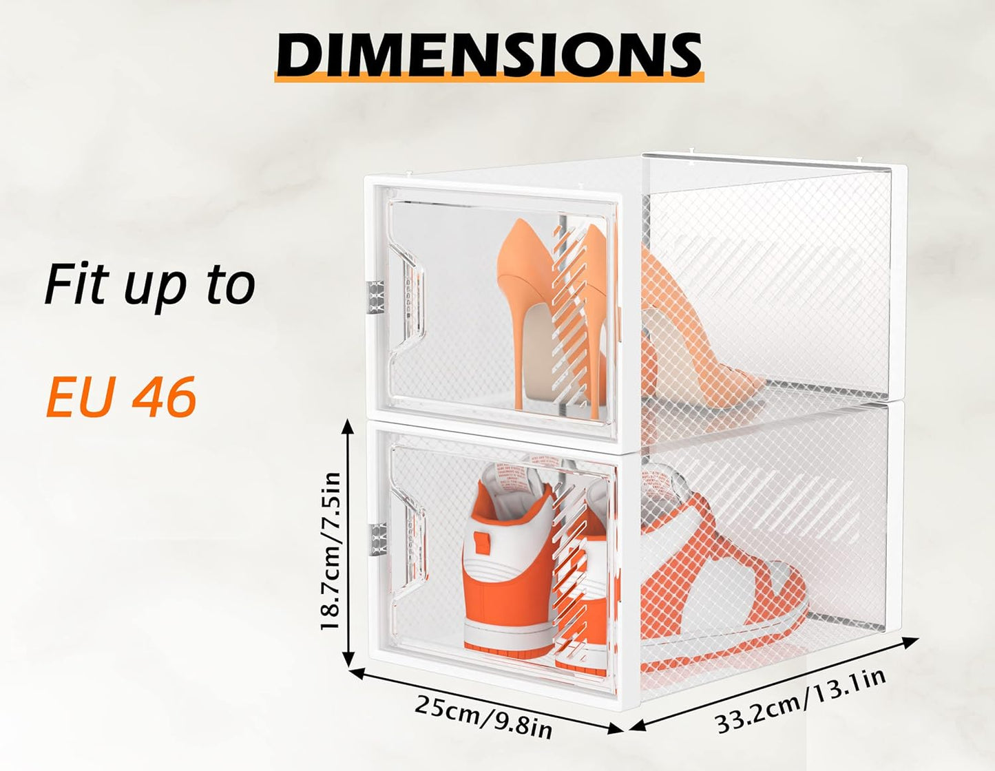 12er-Pack Stapelbare Schuhboxen, 12 Transparent