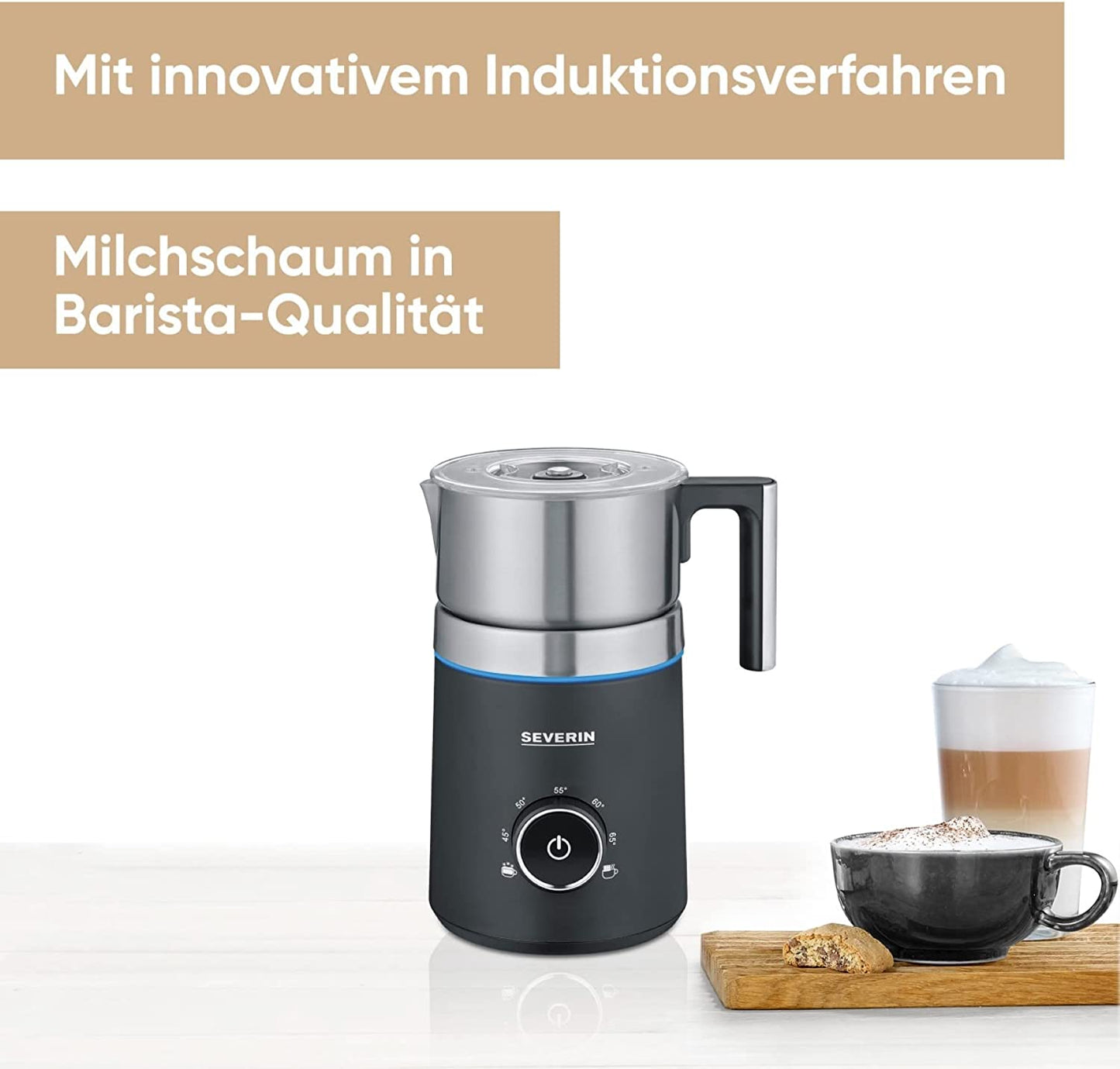 Spuma 700, Milchaufschäumer, 700 ml + LED-Display Schwarz