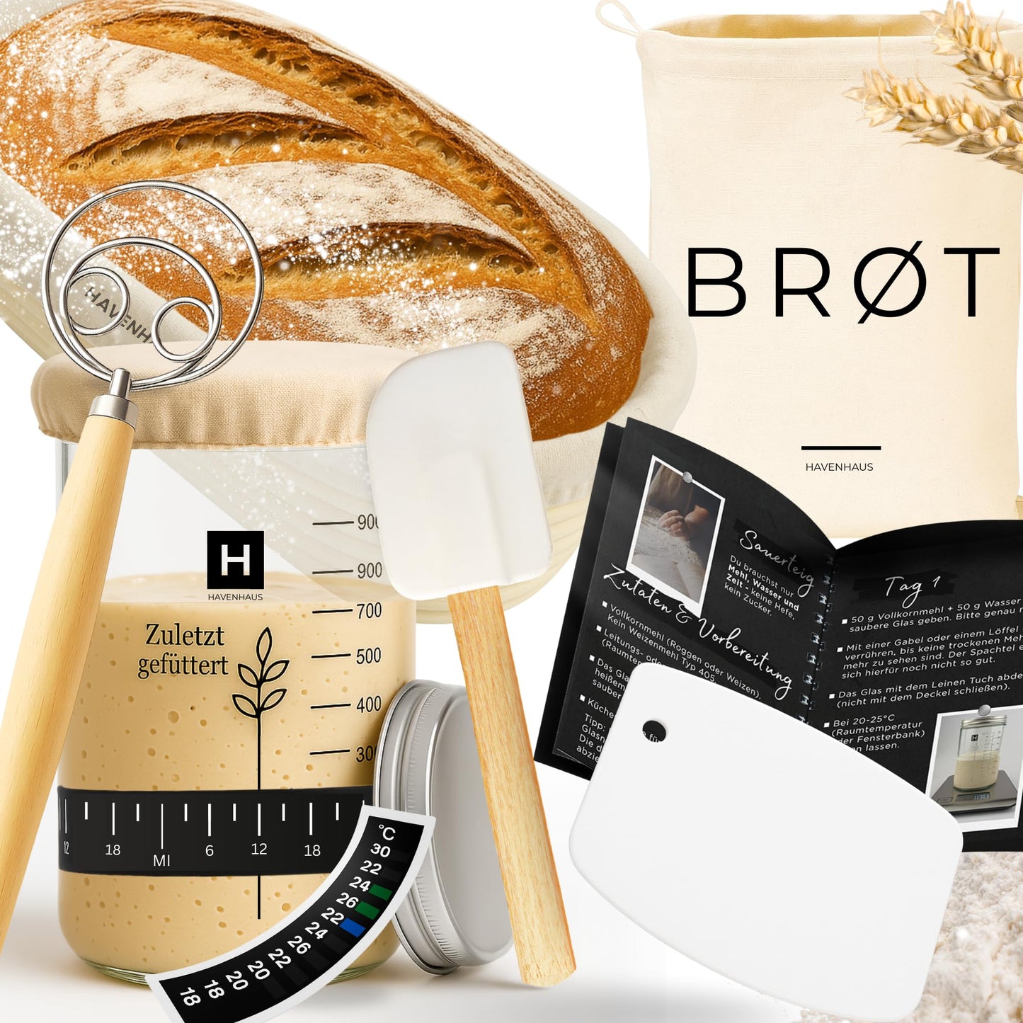 Brotbackset mit Gärkörbchen und Zubehör, Brotbackset Oval