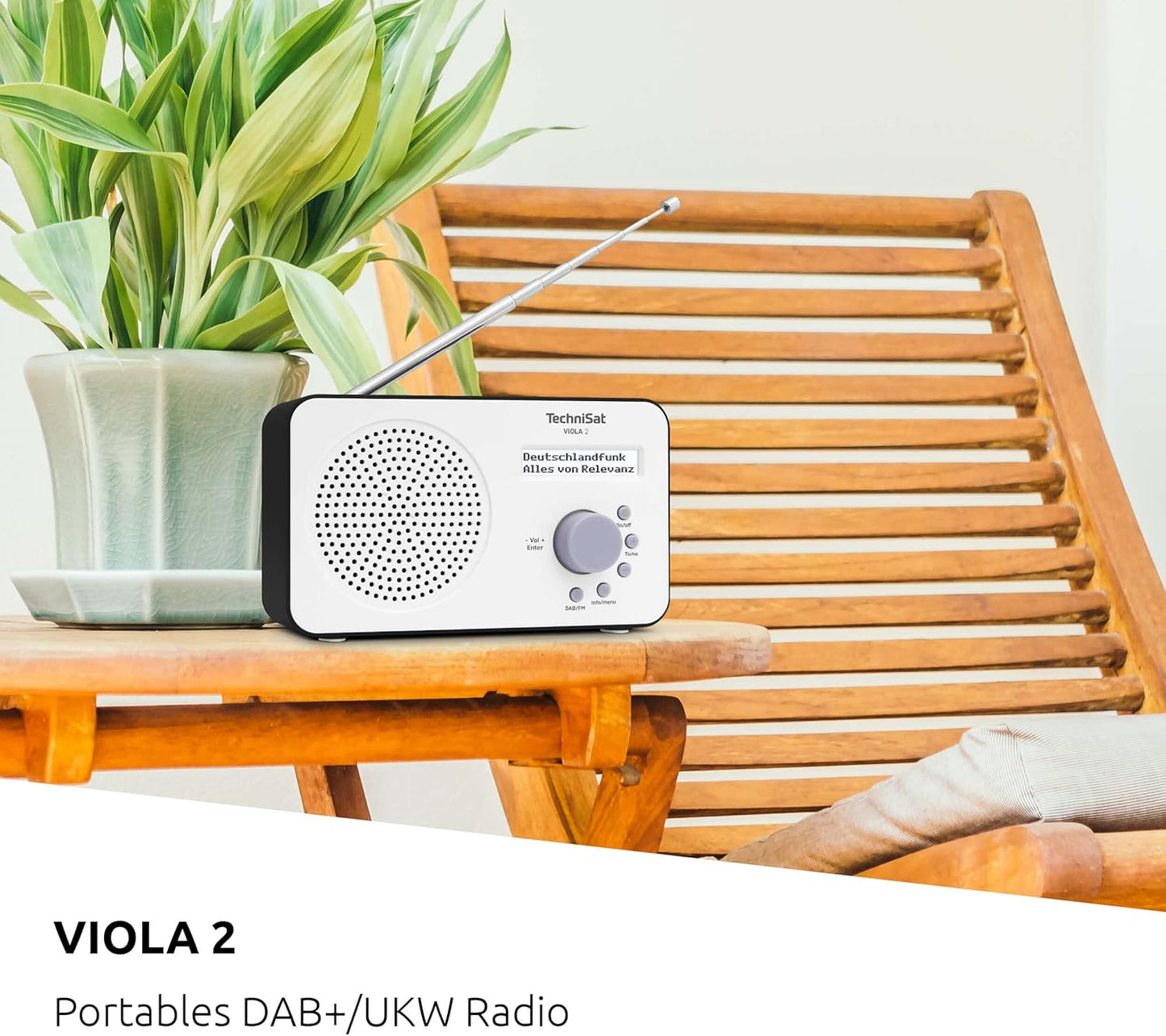 Tragbares DAB-Radio VIOLA 2 mit Kopfhöreranschluss, weiss/schwarz ; DAB+