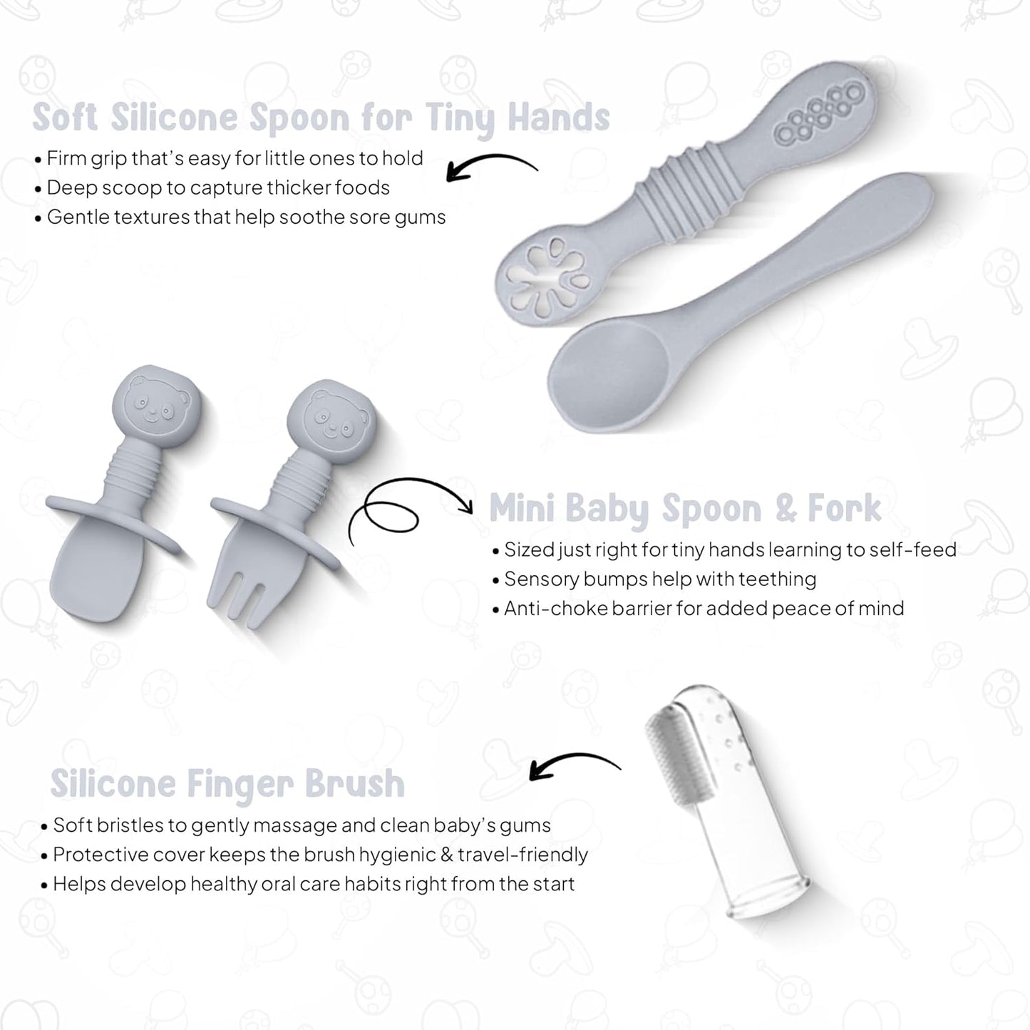11-teiliges Baby Entwöhnungsset, V1: Essentials Set [11 Pieces] Grau