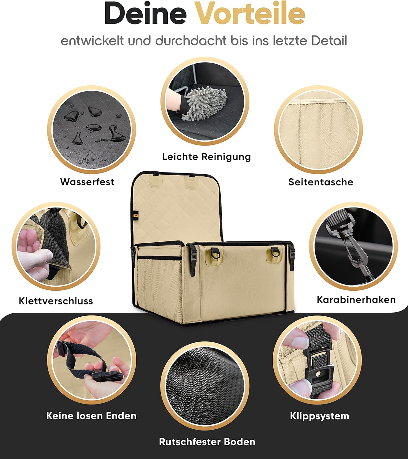 Wasserdichter Hundeautositz, Beige