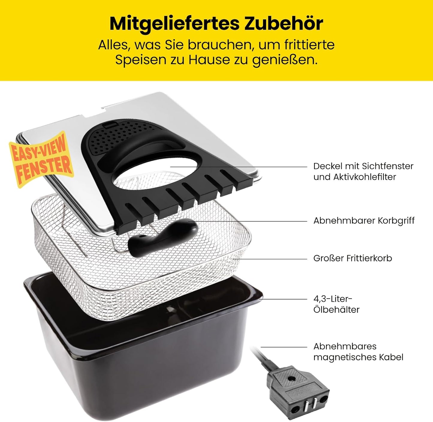 Fritteuse, 4,3 Liter Edelstahl
