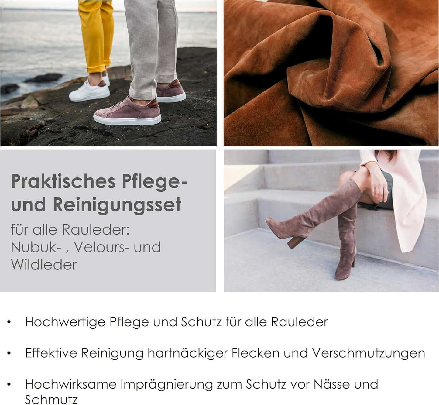 Wildleder Pflege-Set mit PFC-freiem Imprägnierspray
