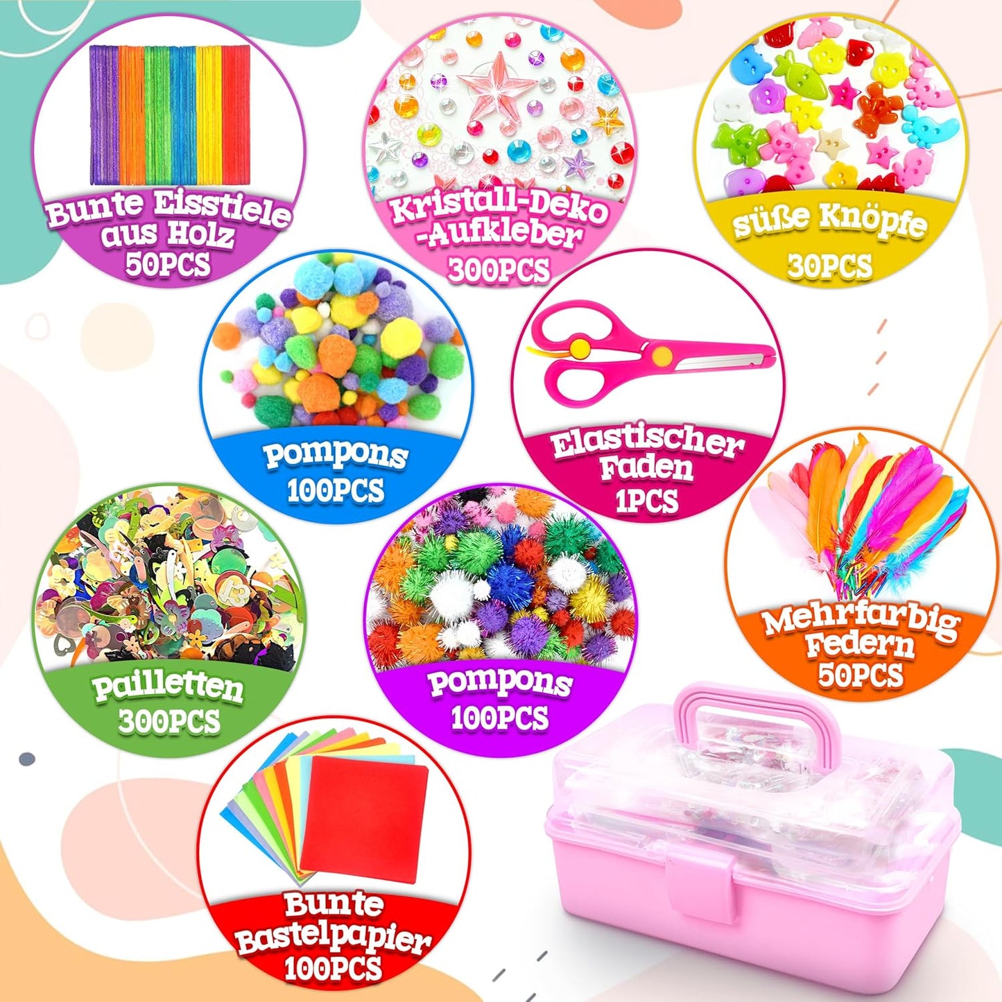 Kinder Bastelbox, Rosa 3000Pcs