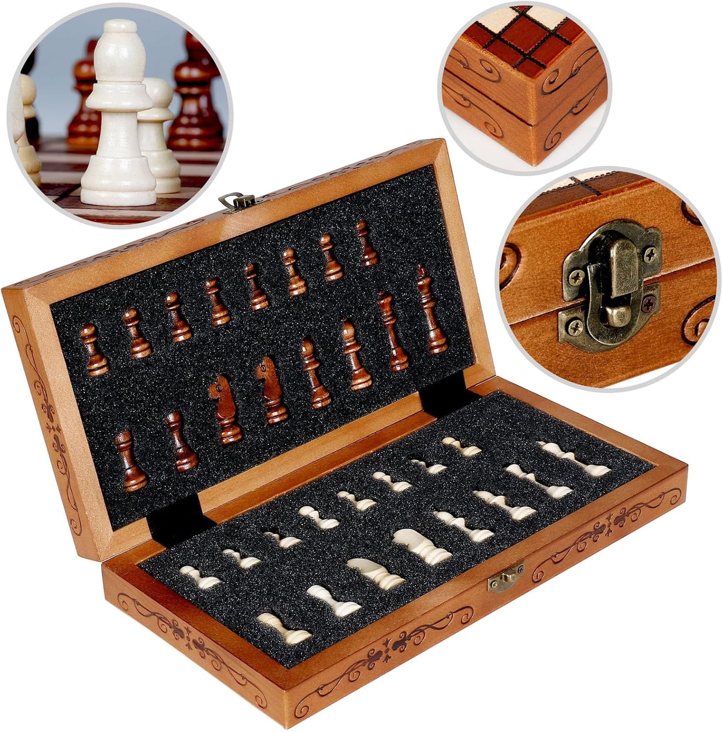 Klappbares Schachspiel aus Holz