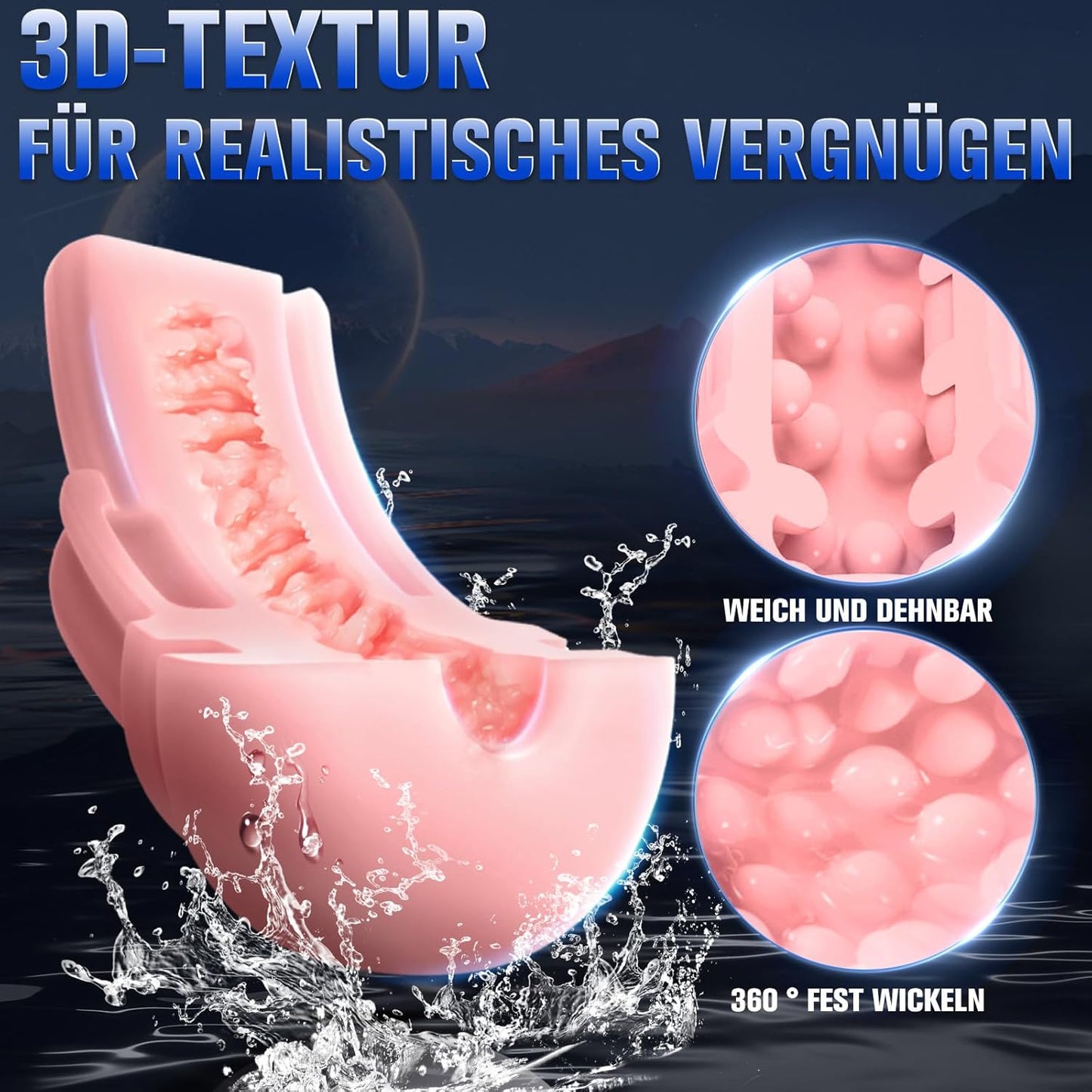 Elektrischer Masturbator mit Vibration und Saugmodi, Schwarz