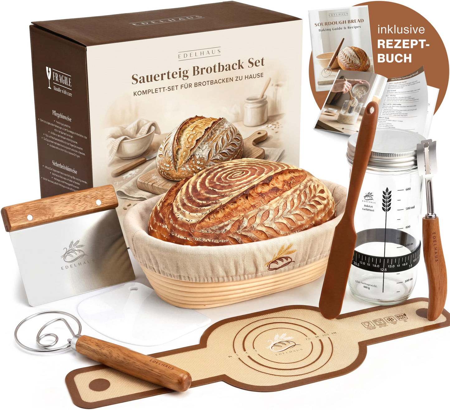 7-teiliges Gärkörbchen-Set, Gärkörbchen Set Oval