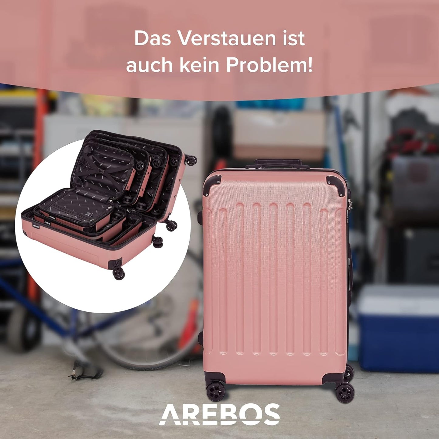 4tlg. Hartschalenkofferset, Rosé-gold