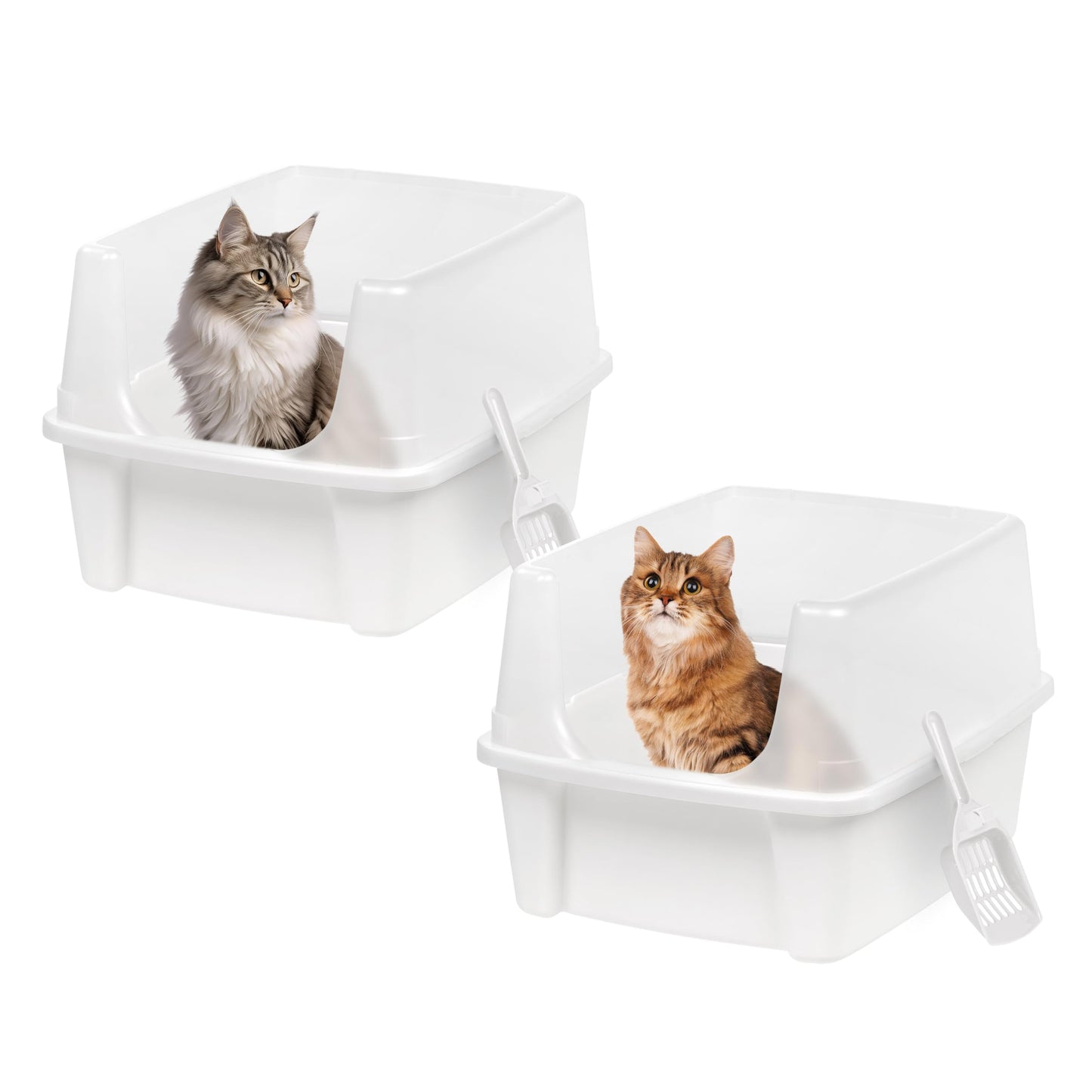 2er-Set Katzentoilette CLH-12, Weiss Standard - 2-Piece Set - High Wall
