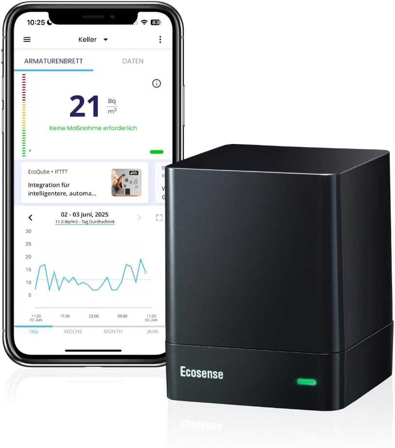 Radon-Detektor EQ100 mit Wi-Fi und Trendüberwachung