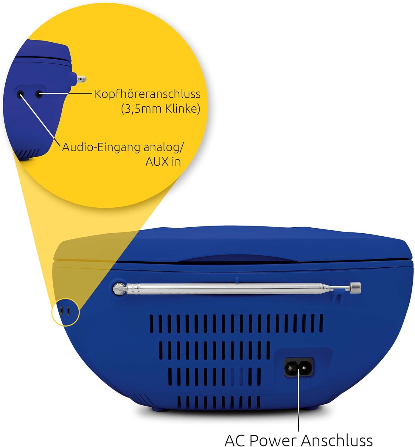 VIOLA CD Boombox mit Bluetooth, blau