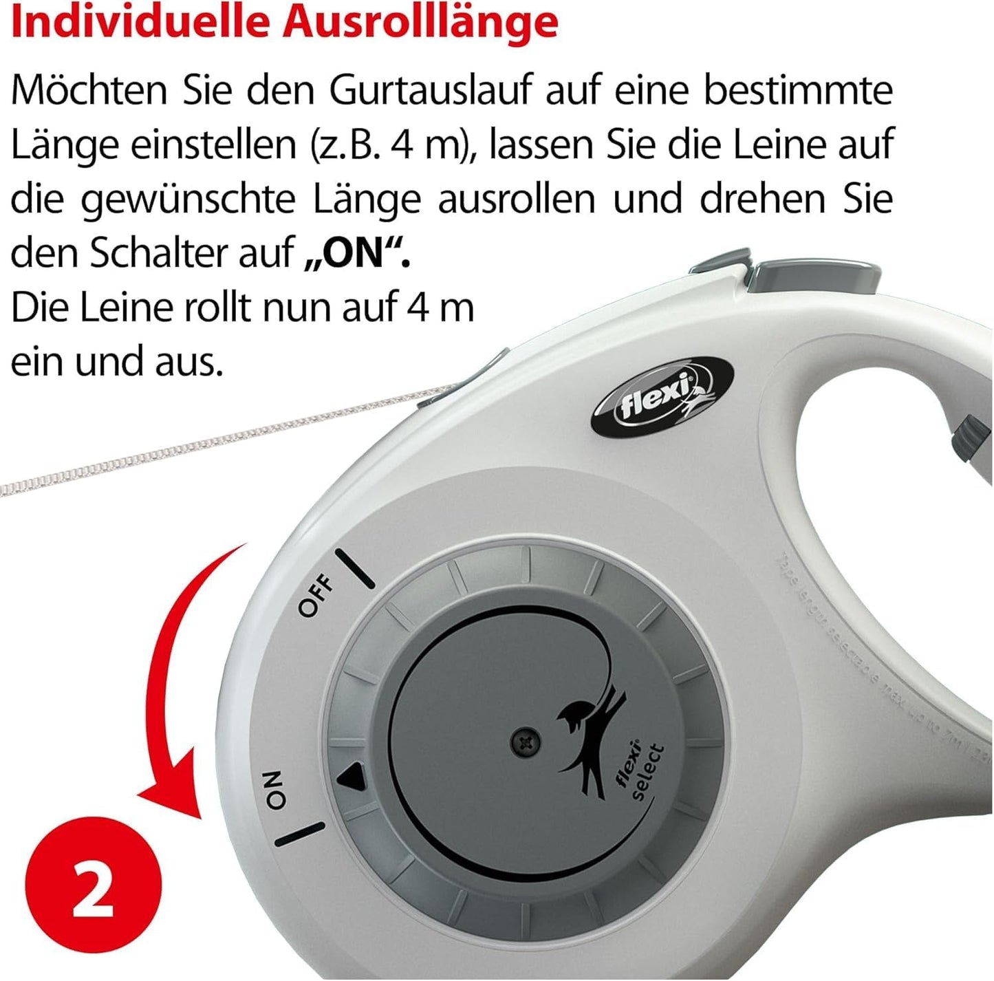 Roll-Leine für Hunde bis 25 kg, 7 m, hellgrau M: 0-7m (max. 25kg)