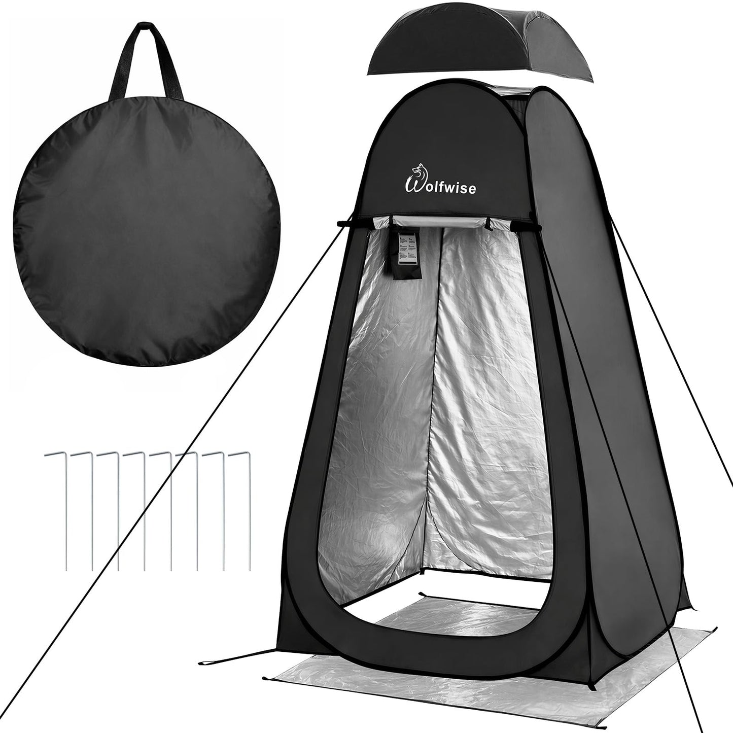 Pop-up-Dusch- und Umkleidezelt mit UV-Schutz, Schwarz Hoch: H 200cm, W 120cm