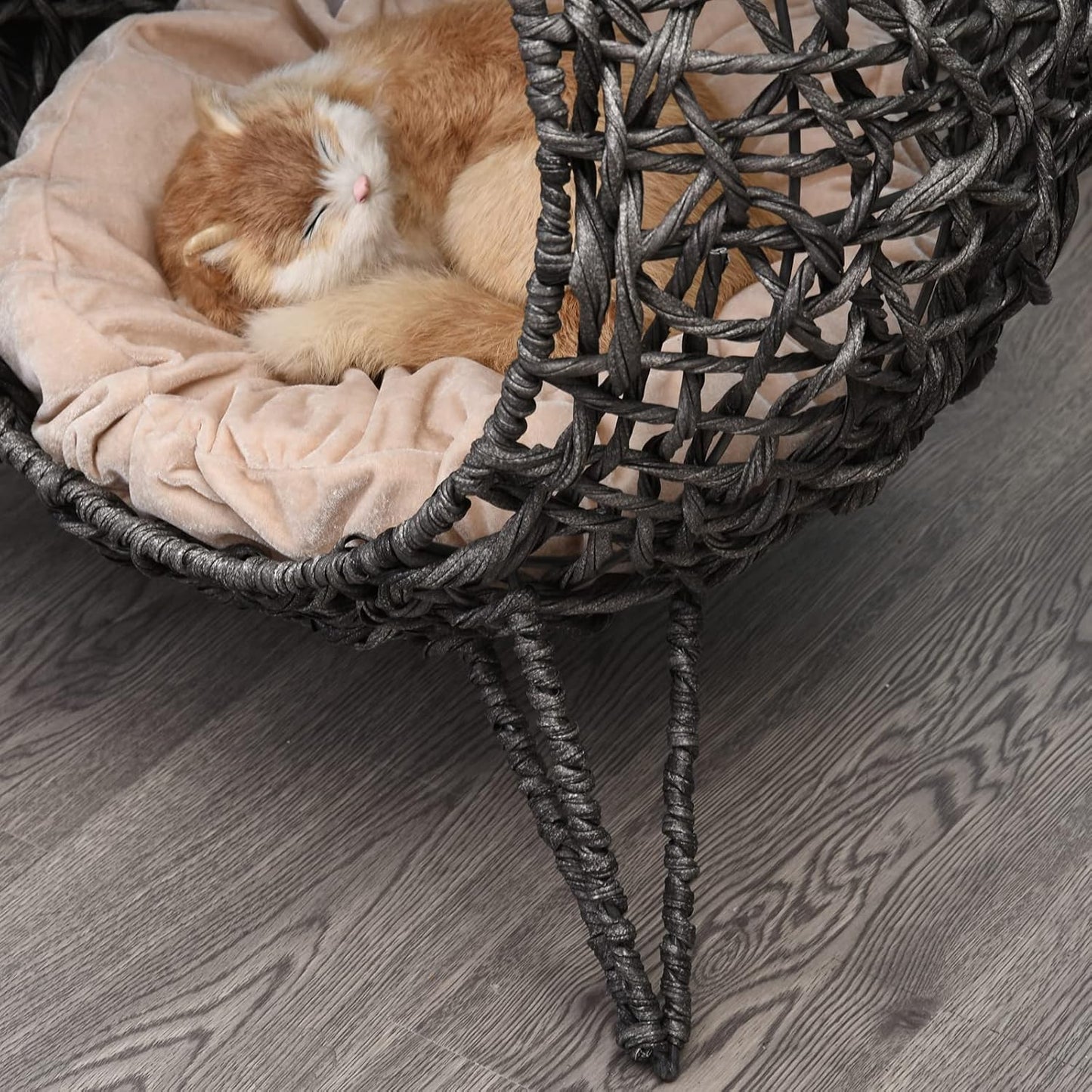 Katzenkorb mit Kissen, Silbergrau