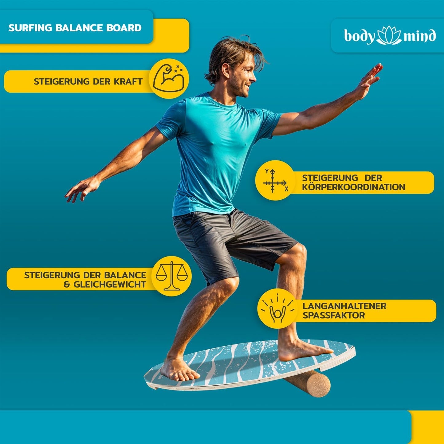 Surf Balance-Board für Gleichgewichtstraining, Light Waves