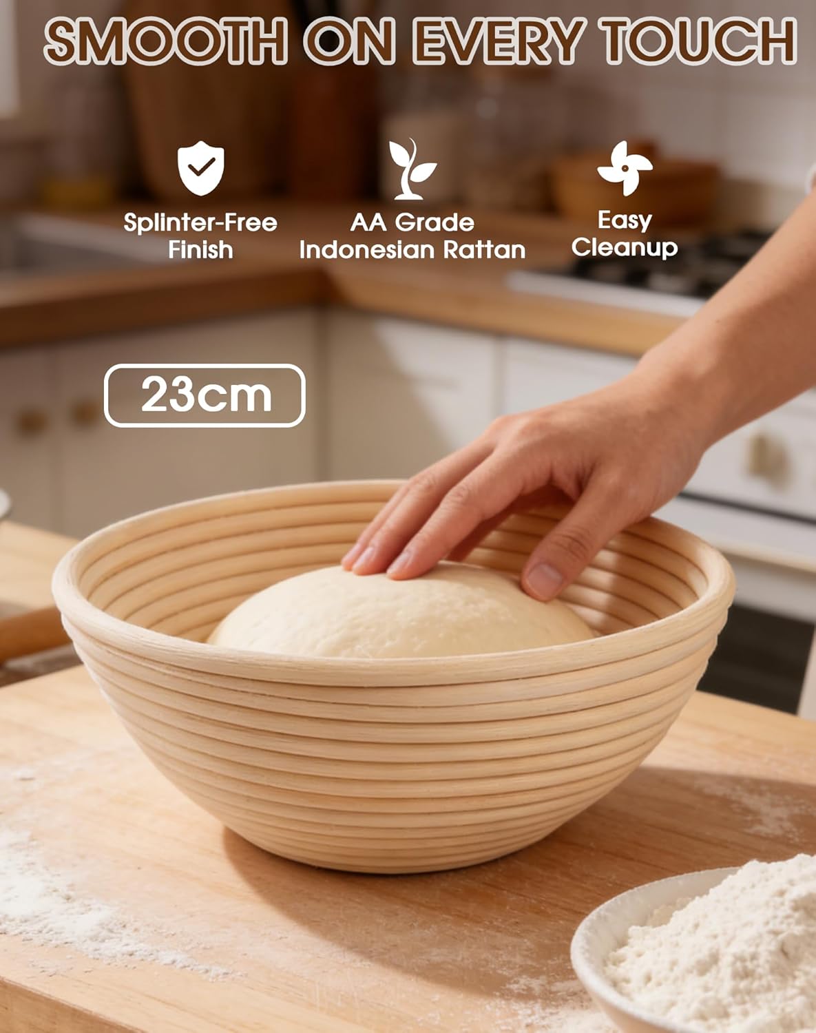 Sauerteig Starter Set mit Gärkörbchen, 10-teilig, Brown round 23cm