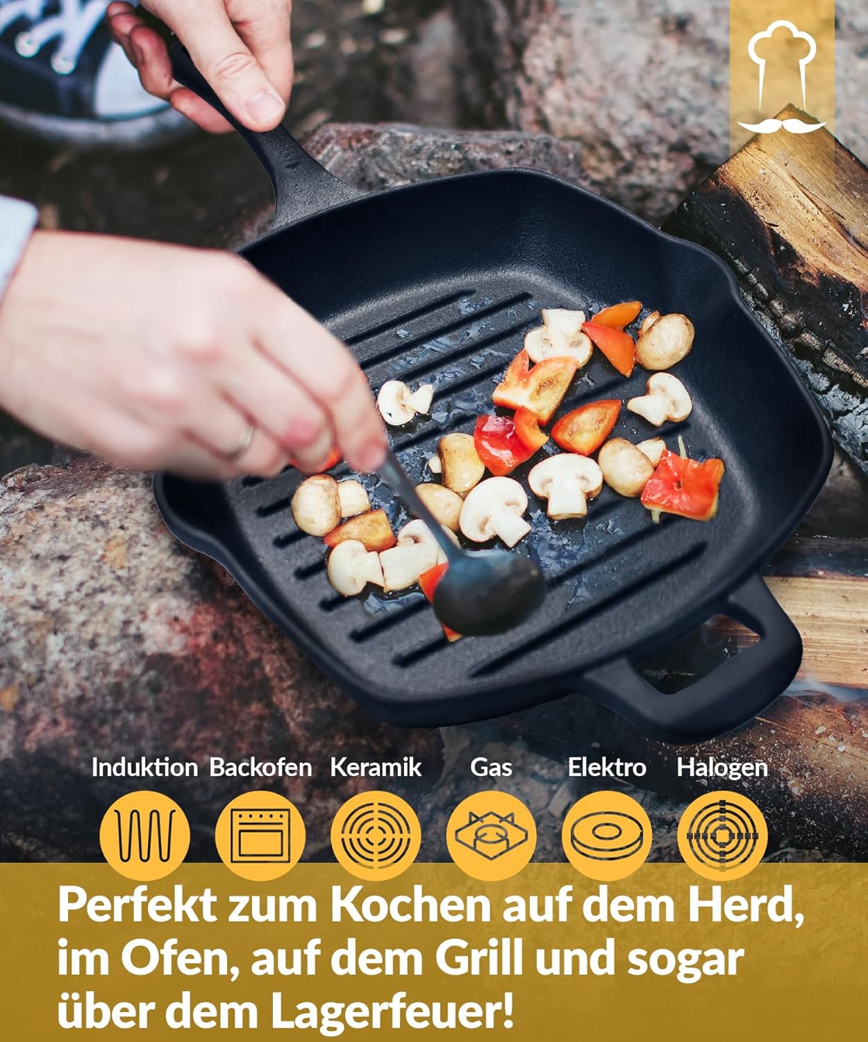 Gusseisen Grill- und Servierpfanne 25,5 cm, Grill