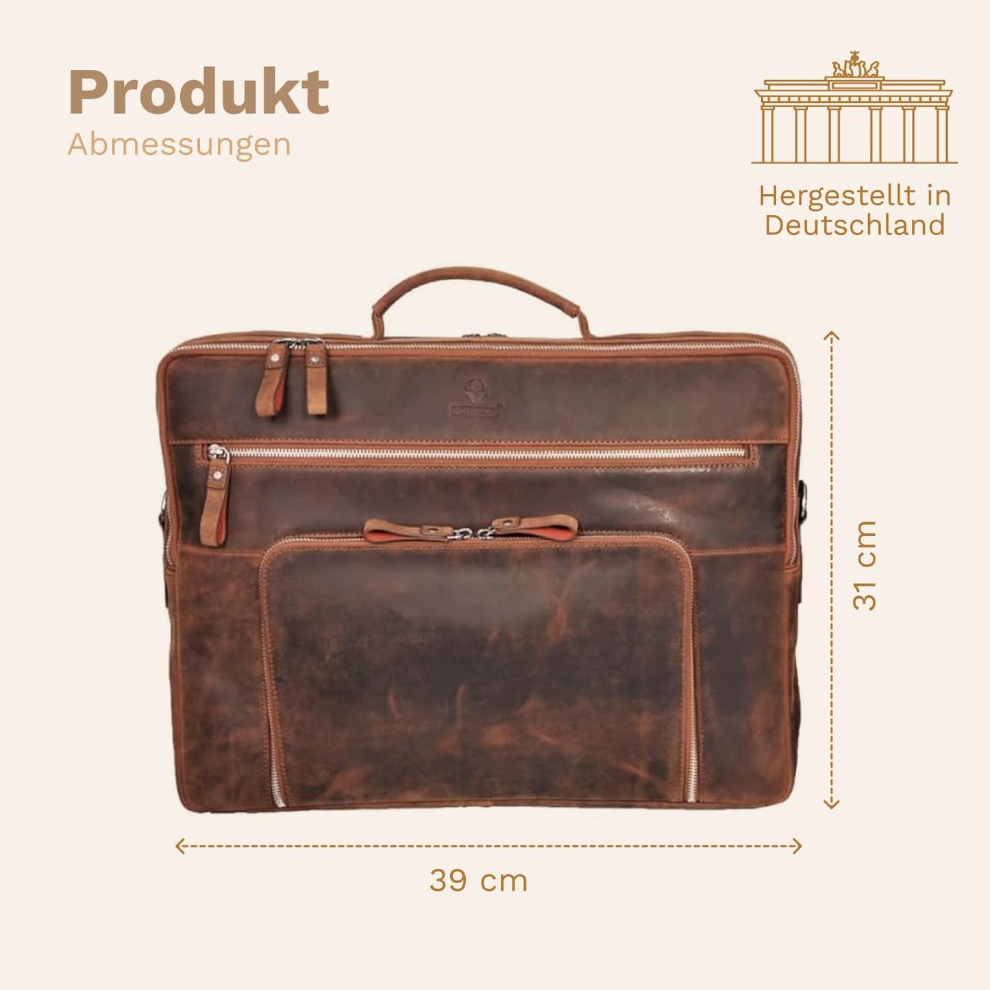 Laptoptasche San Francisco für Notebook, L Vintage Braun