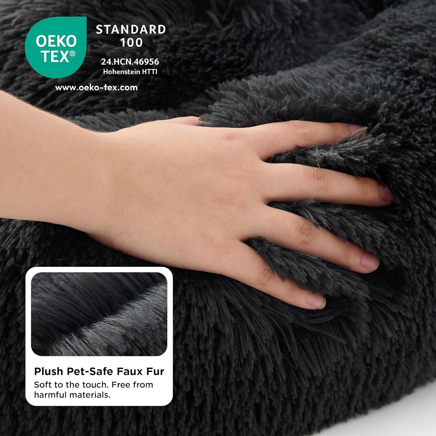 Rundes Kuschelbett für Katzen und kleine Hunde, Dunkelgrau L 50 x B 50 x H 13 cm