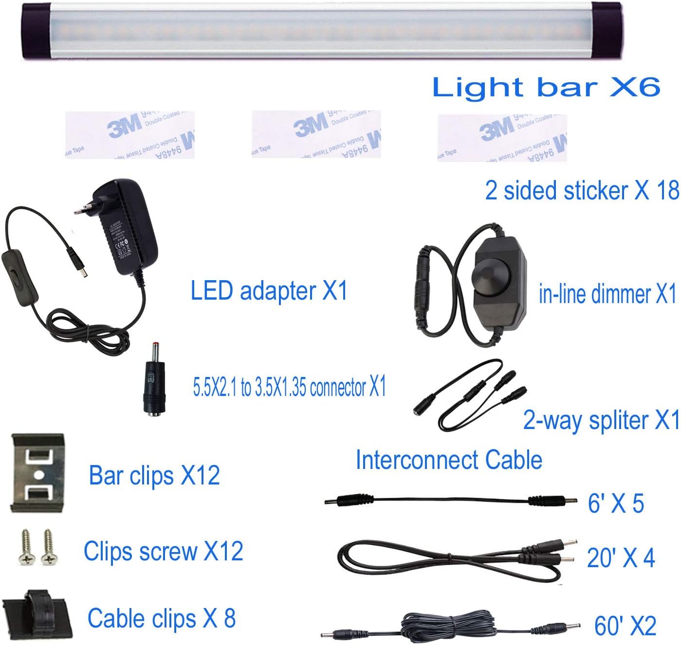 LED Unterbauleuchten-Set für Küche (6-teilig), Kaltesweiss 6 Stück