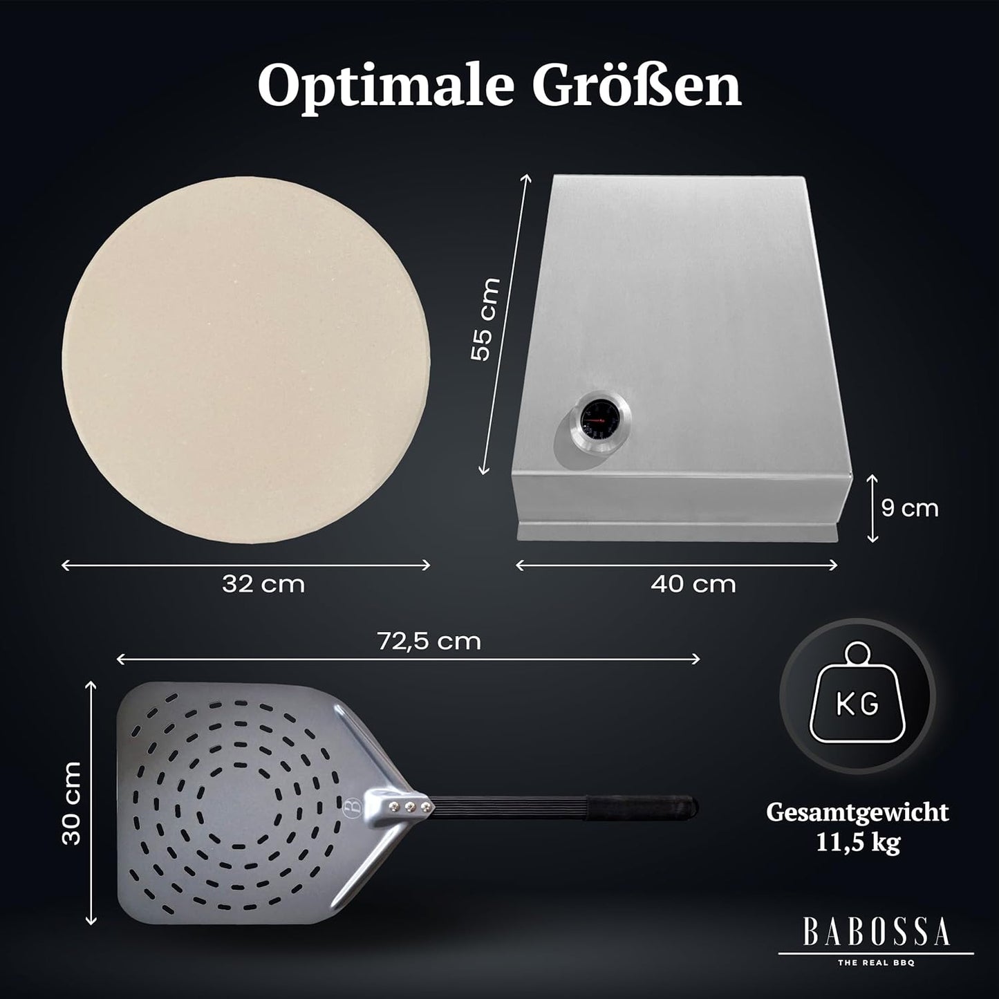 Pizzaset für Grill inkl. Pizzastein & Schieber, Pizzaset Basic